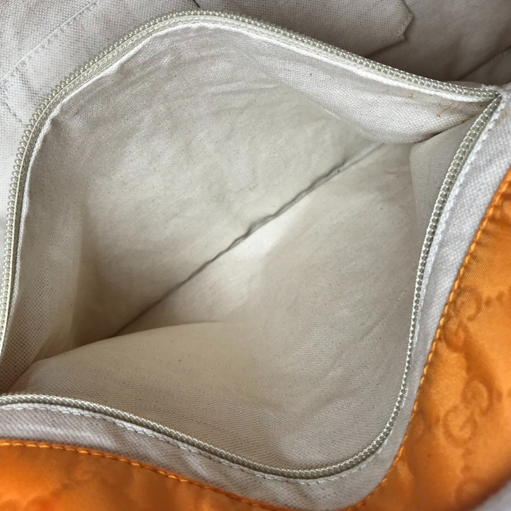 Gucci Orange Nylon Leather Handbag Tote Bag (Pre-Owned)