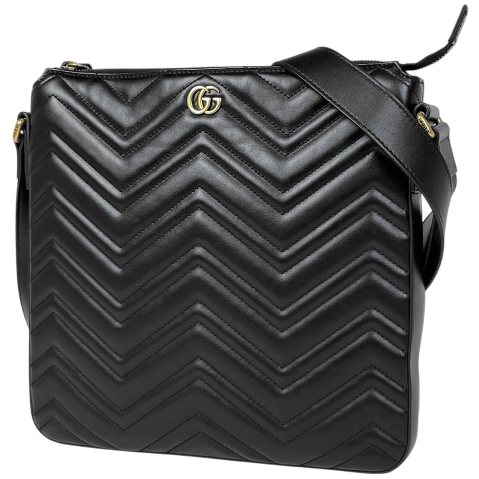 Gucci Gg Marmont Black Leather Shoulder Bag (Pre-Owned)
