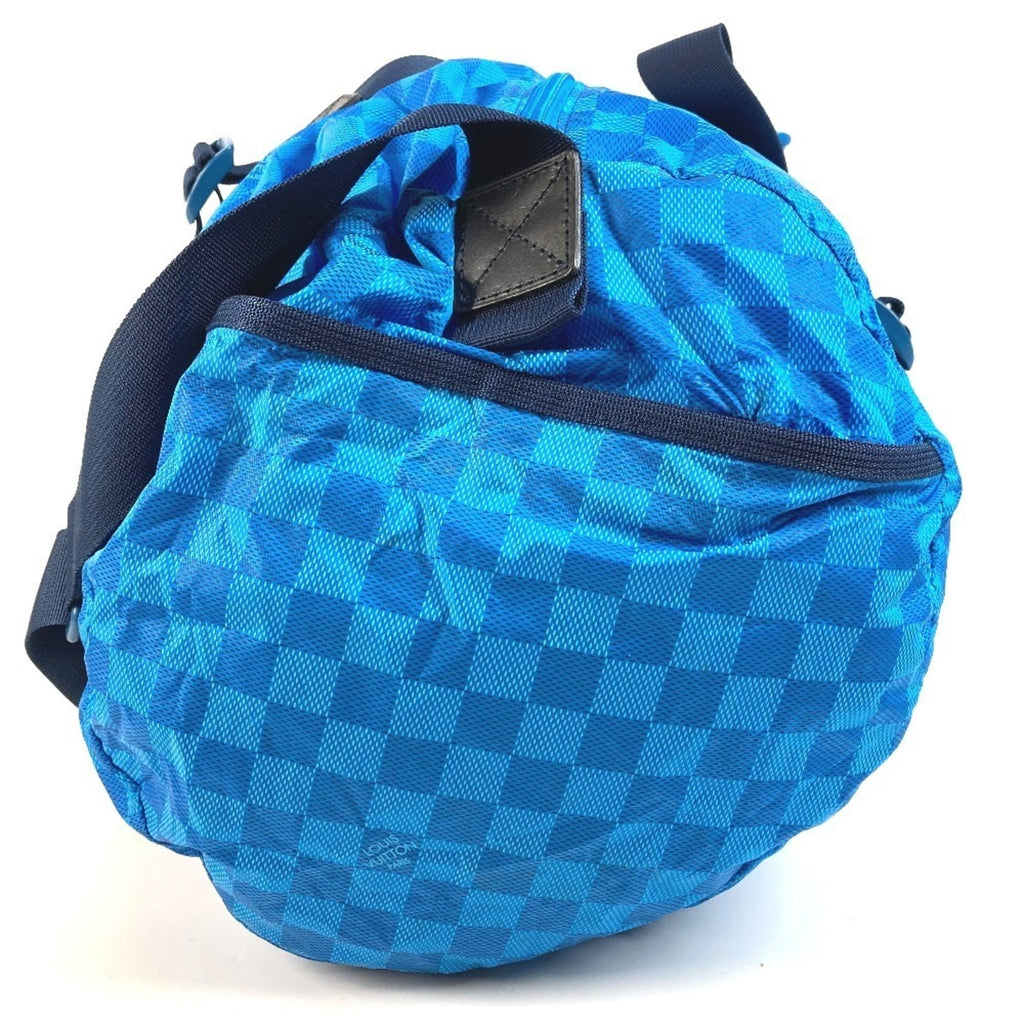 Louis Vuitton Black Blue Leather Nylon Boston Bag Shoulder Bag