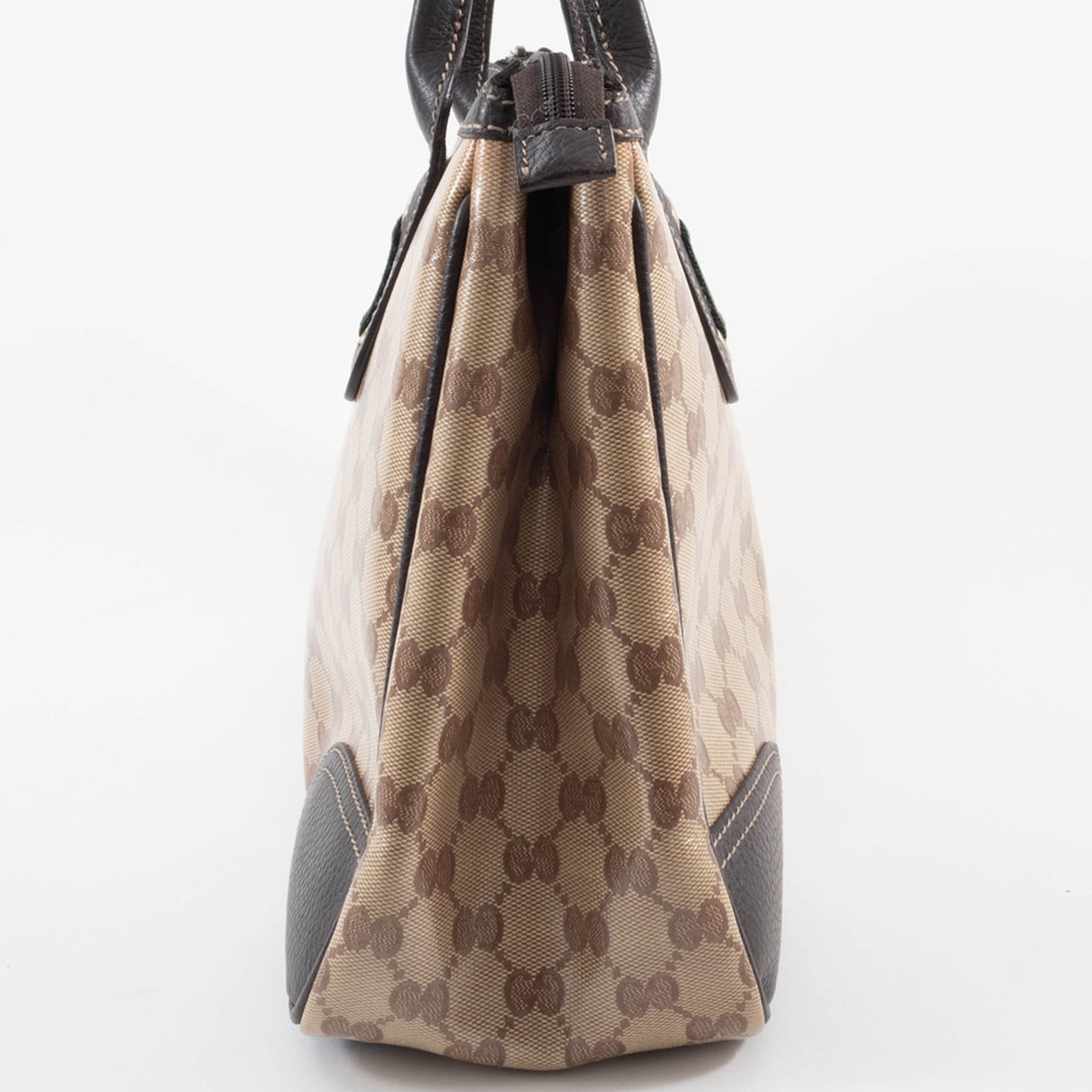 Gucci Gg Crystal Beige Brown Pvc Leather Tote Bag (Pre-Owned)