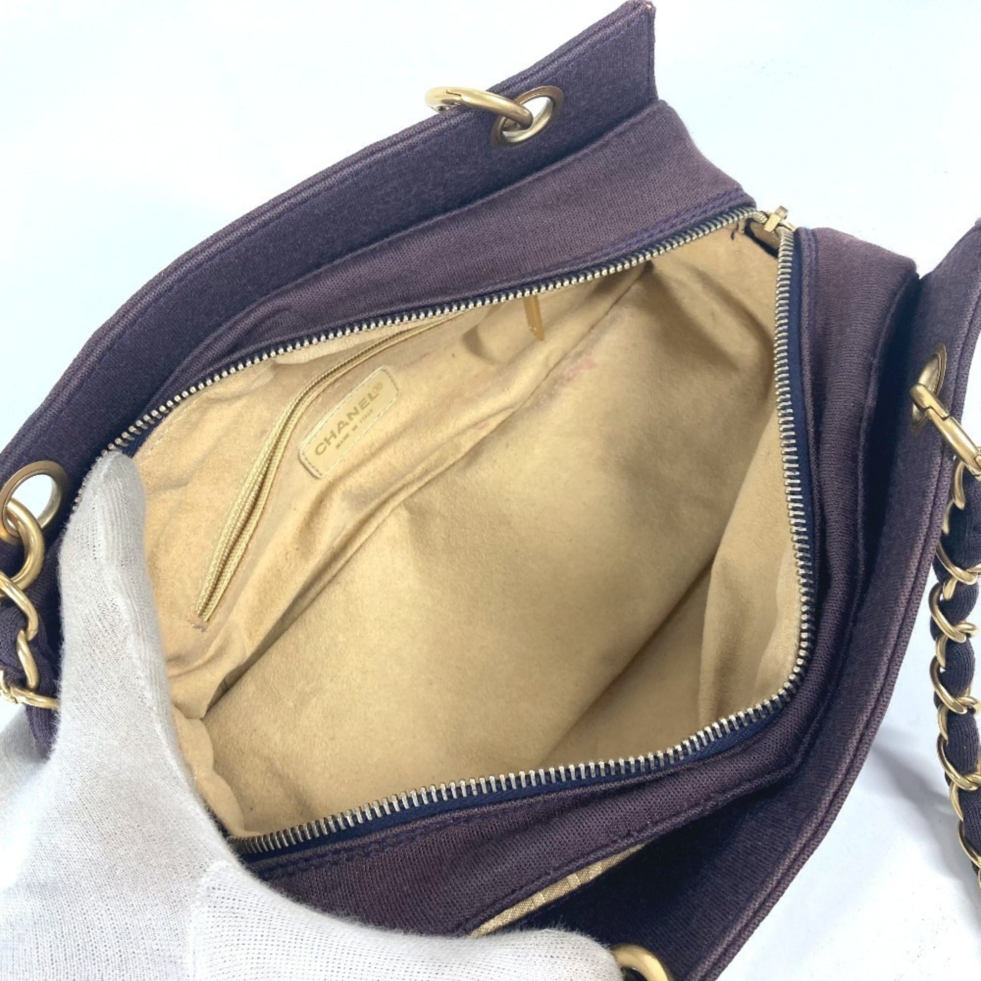Chanel Purple Jersey Shoulder Bag