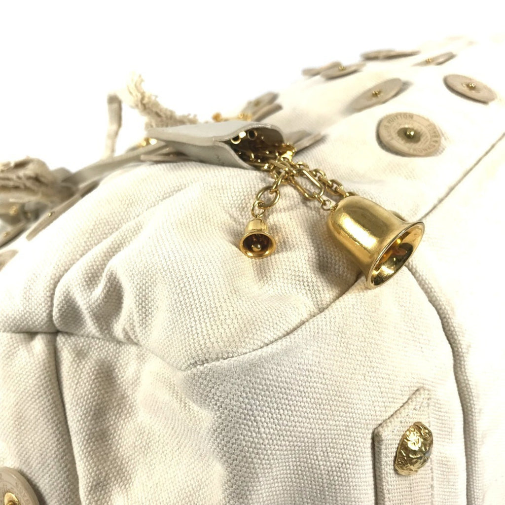 Louis Vuitton White Canvas Boston Bag Handbag Shoulder Bag