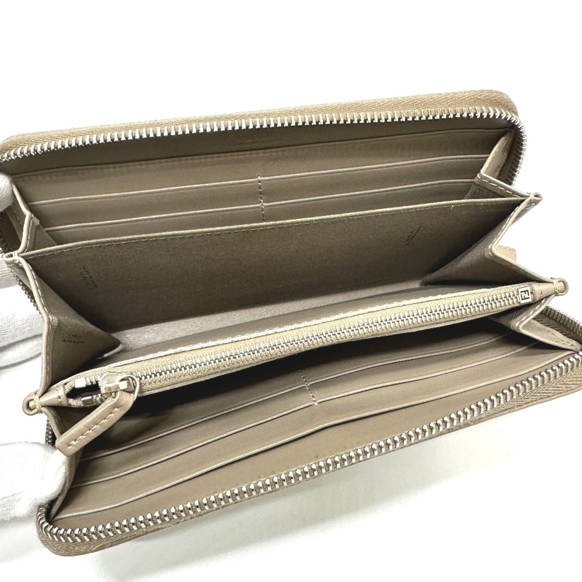 Fendi Beige Leather Long Wallet (Bi-Fold)