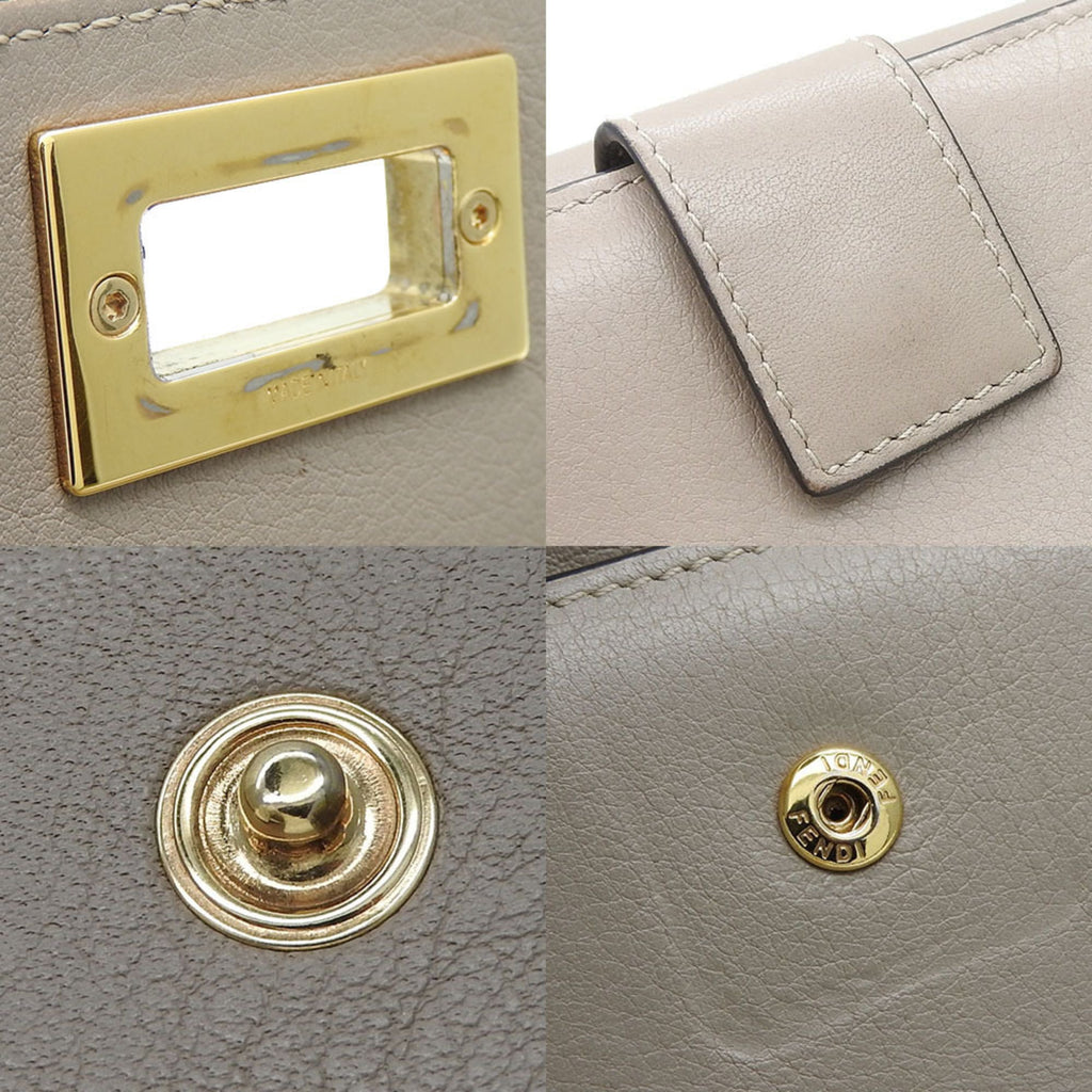 Fendi Beige Grayish Leather Wallet (Bi-Fold)