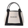 Balenciaga Black White Canvas Leather Hand