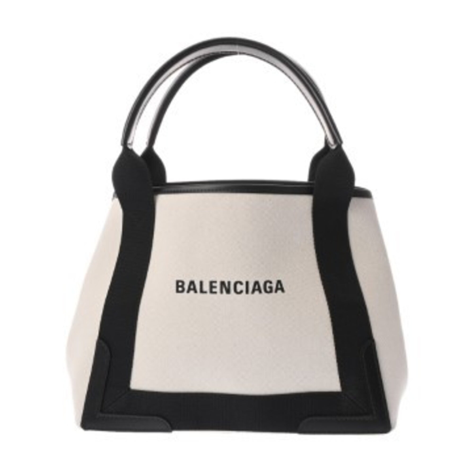 Balenciaga Black White Canvas Leather Hand