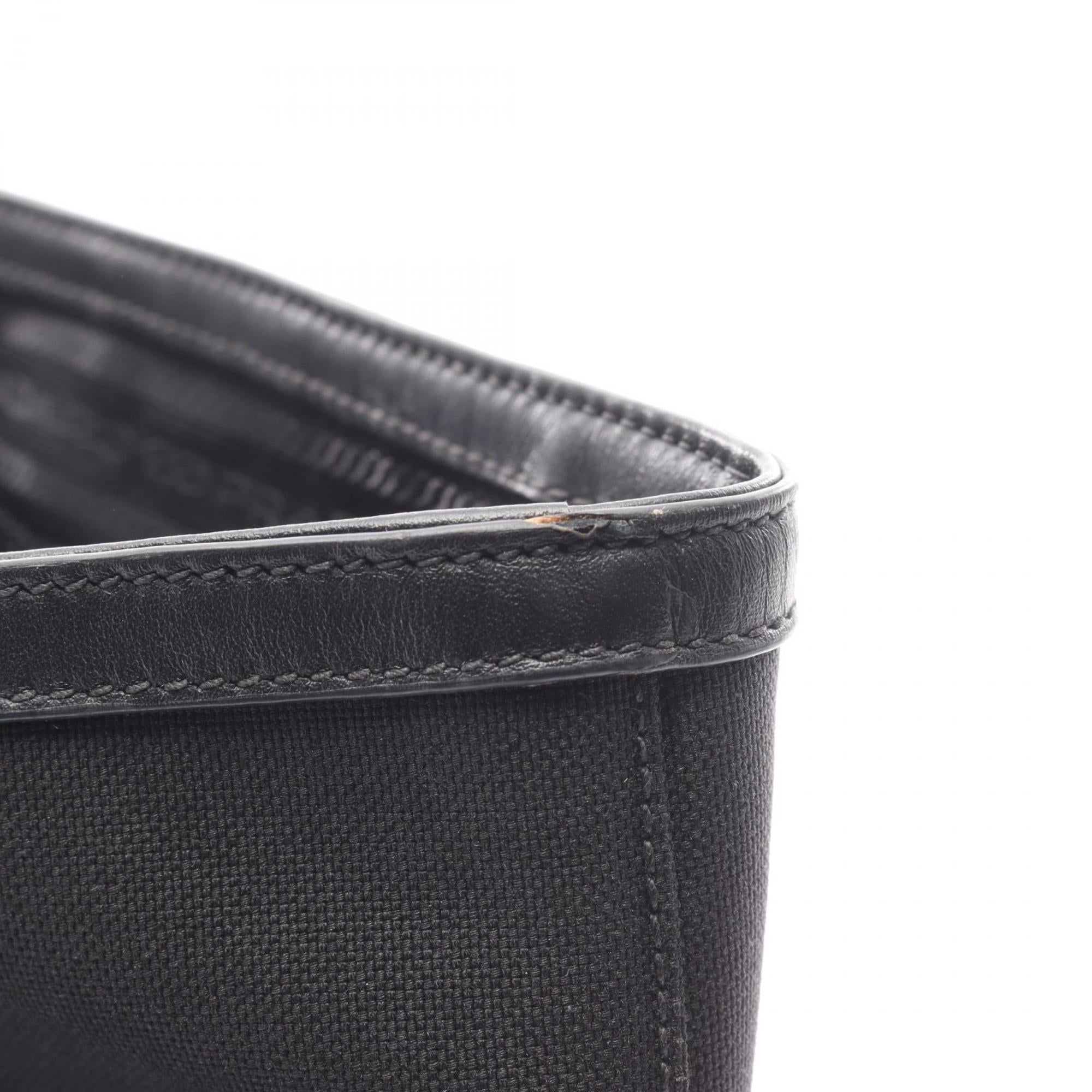 Prada Black Canvas Leather Tote Bag