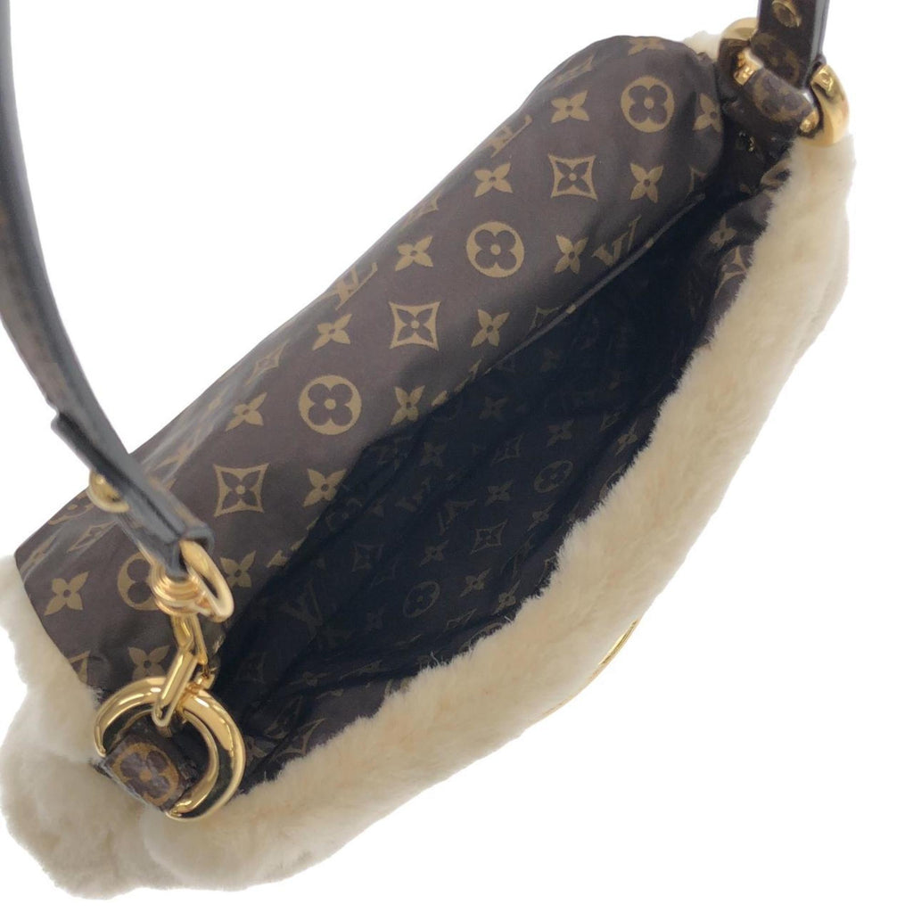 Louis Vuitton Beige Cream Coated Canvas Shoulder Bag