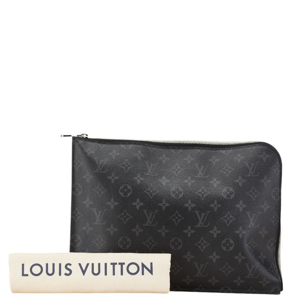 Louis Vuitton Monogram Eclipse Black Monogram Eclipse White Pvc Leather Clutch Bag Pochette