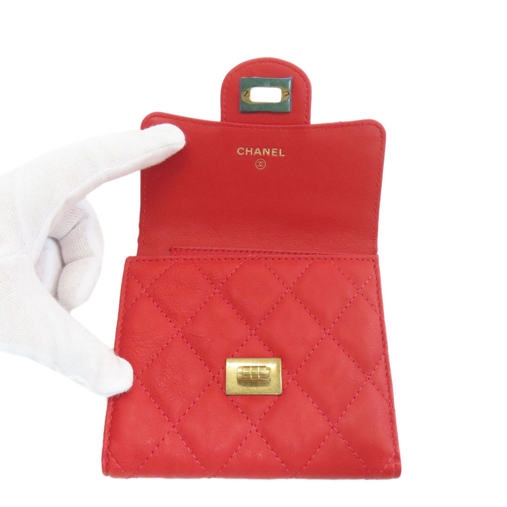 Chanel Red Color Leather Wallet (Bi-Fold)