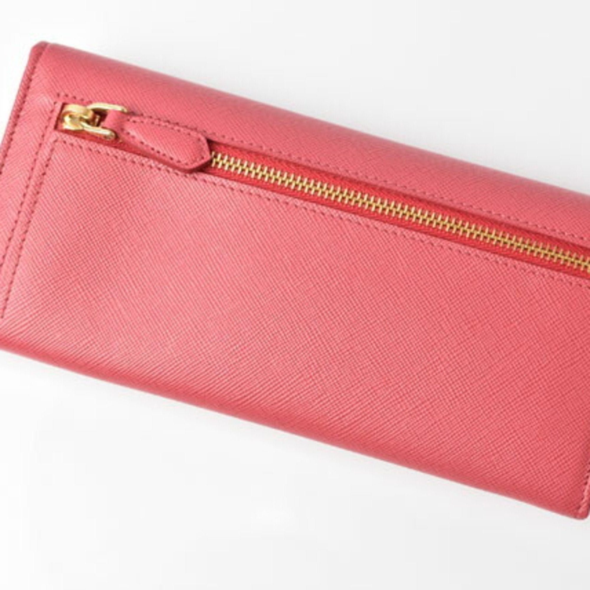 Prada Peonia Saffiano Metal Saffiano Metal Long Wallet (Bi-Fold)