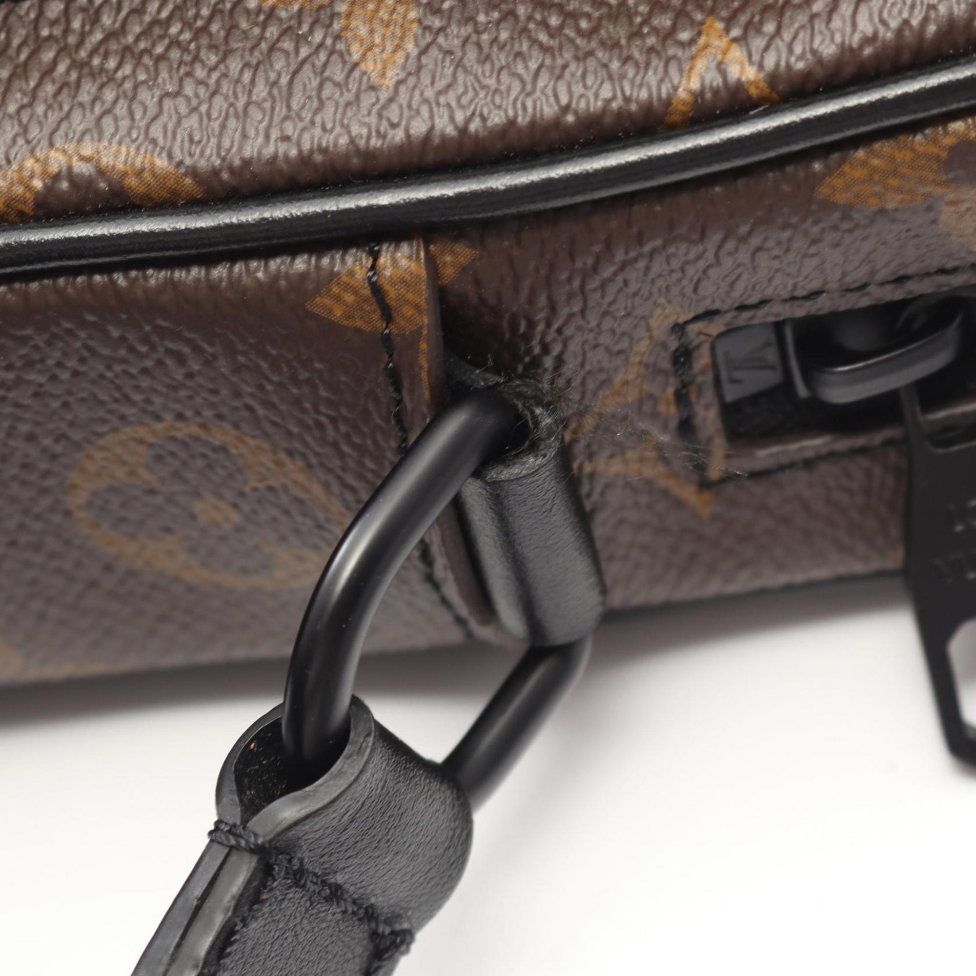 Louis Vuitton Black Brown Coated Canvas Leather Shoulder Bag