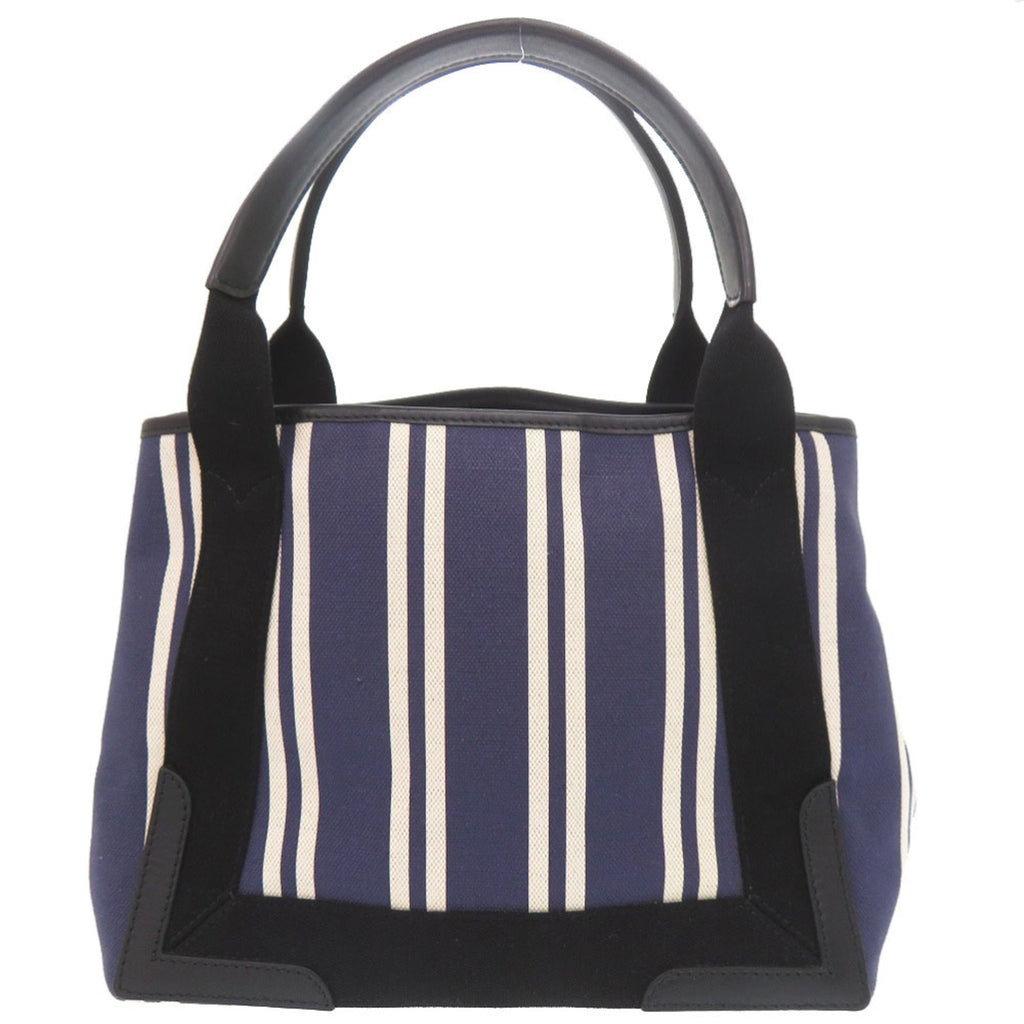 Balenciaga Black Navy White Canvas Leather Handbag Tote