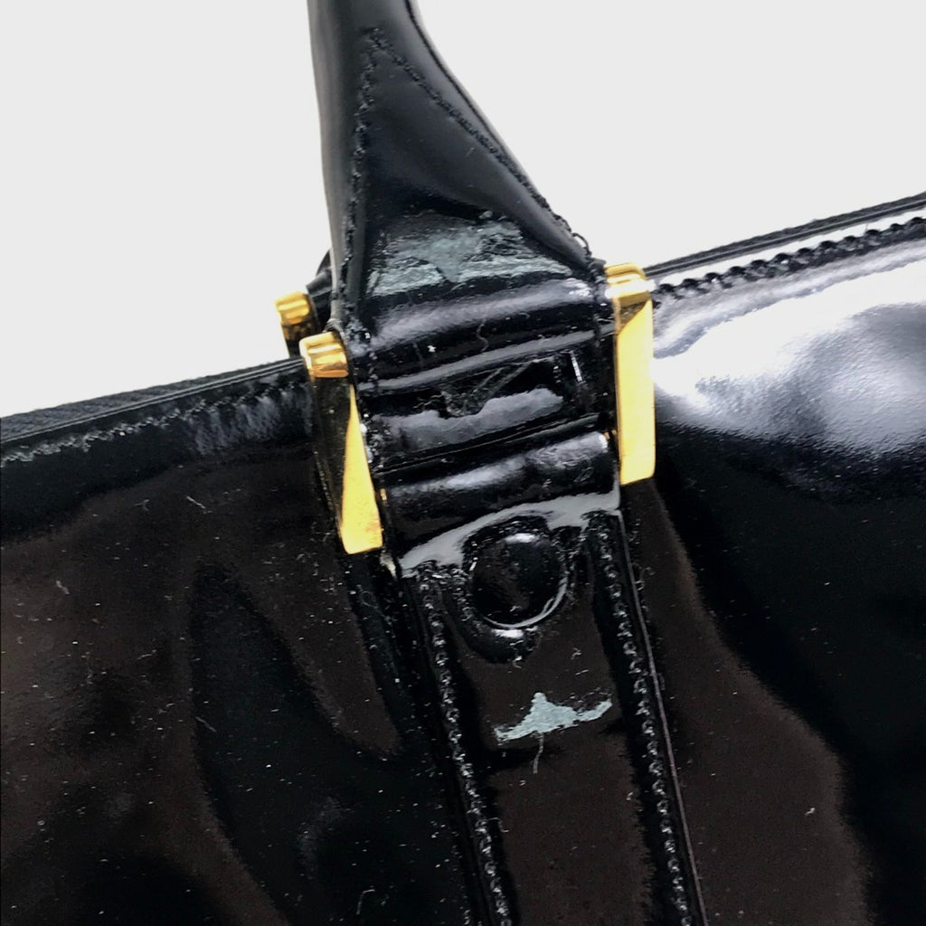 Chanel Black Patent Leather Boston Bag