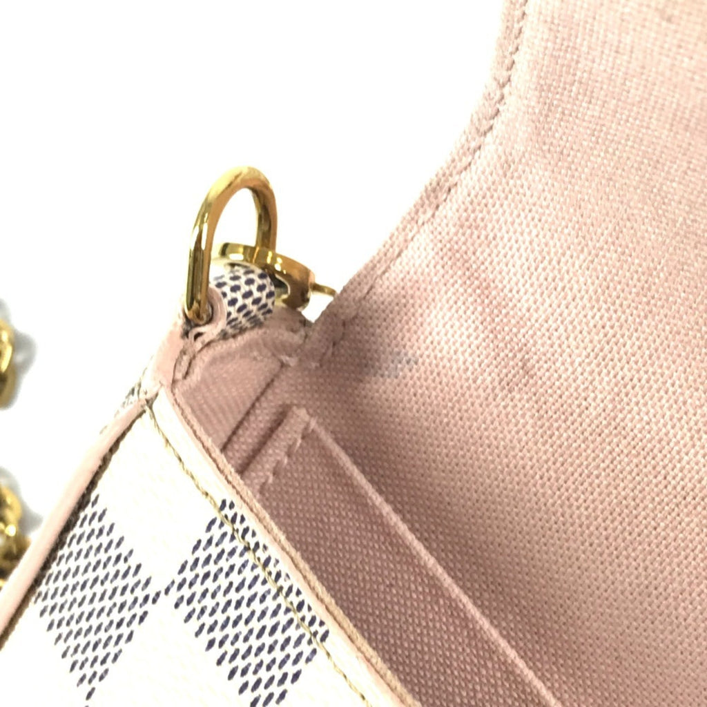 Louis Vuitton Pink White Damier Azur Chain/Shoulder Wallet