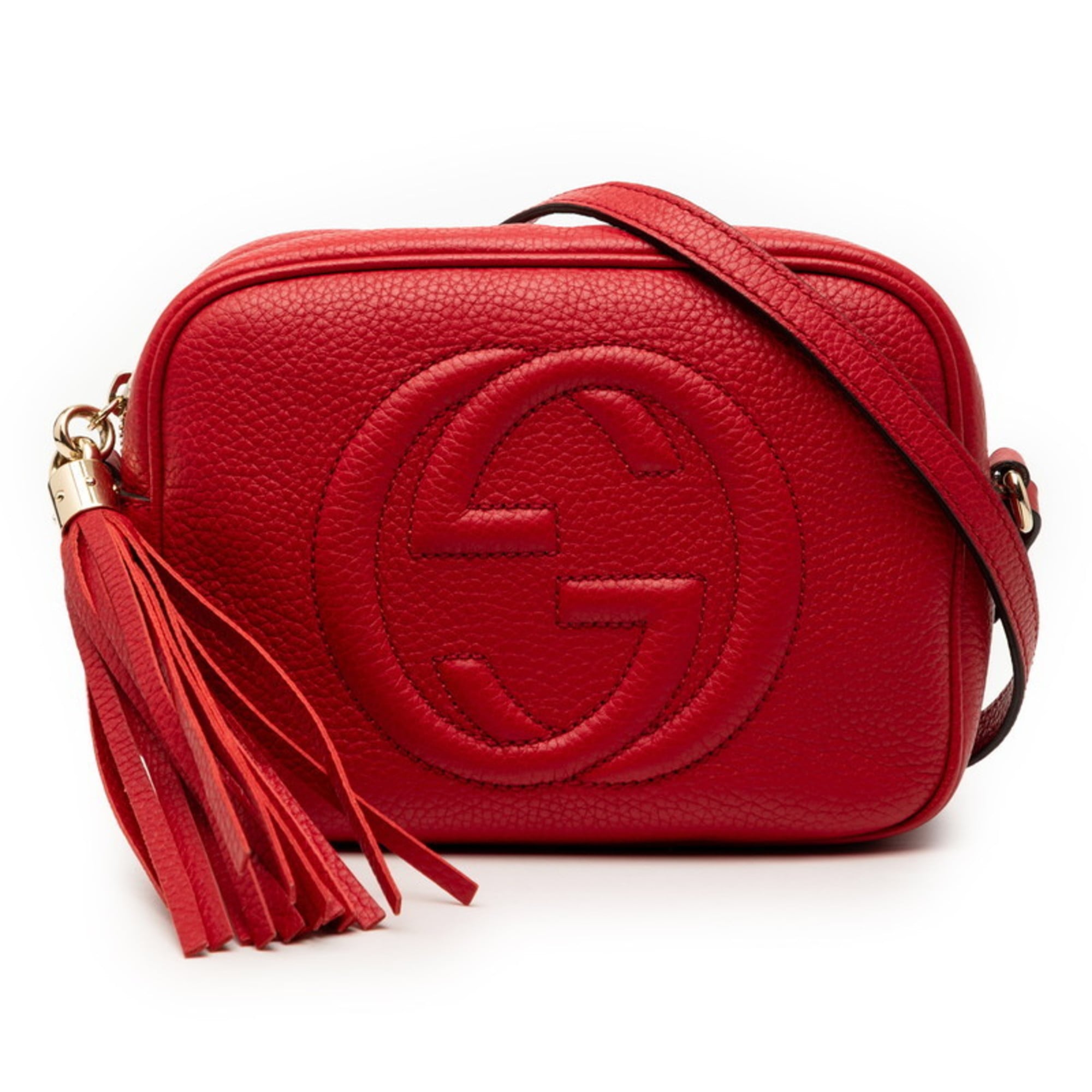 Gucci Red Color Leather Shoulder Bag (Pre-Owned)