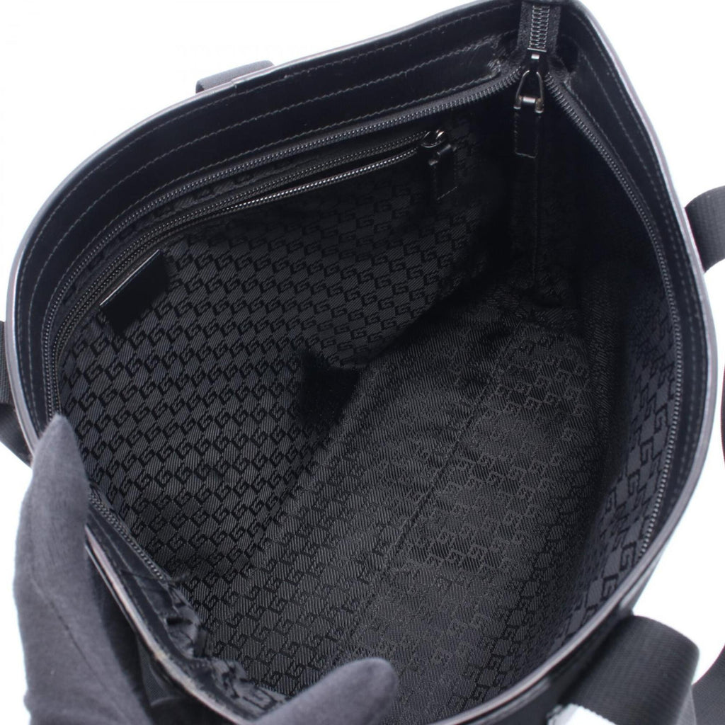 Gucci Black Canvas Leather Handbag Tote Bag (Pre-Owned)