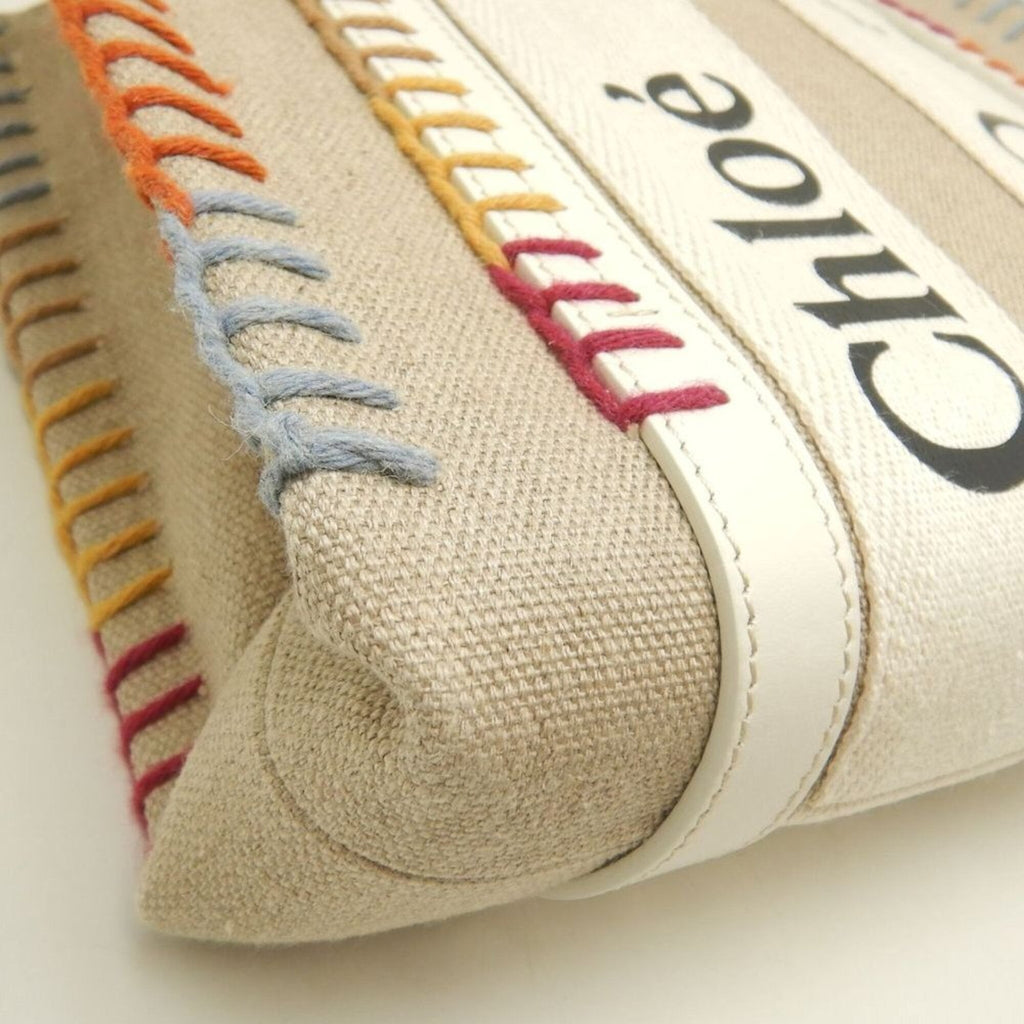 Chloé White Linen Leather Tote Bag (Pre-Owned)