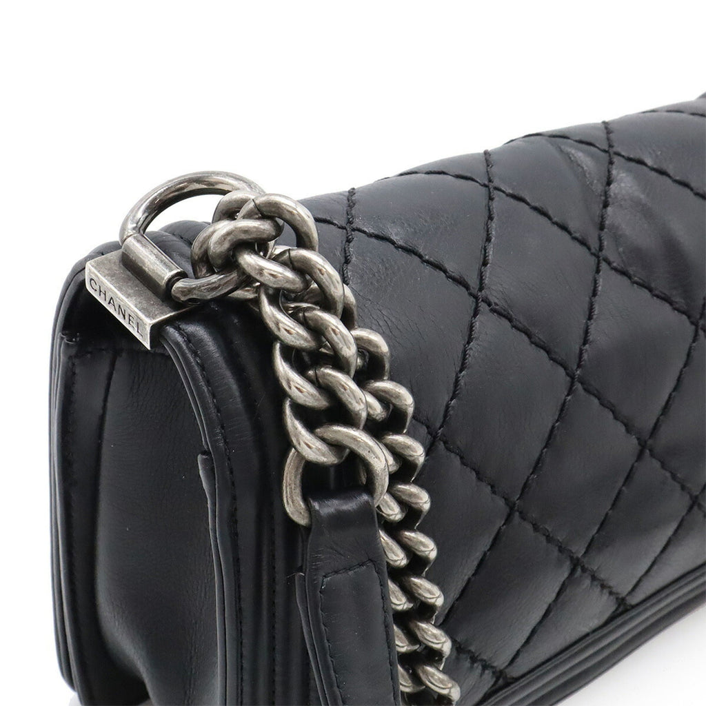 Chanel Wild Stitch Black Leather Shoulder Bag