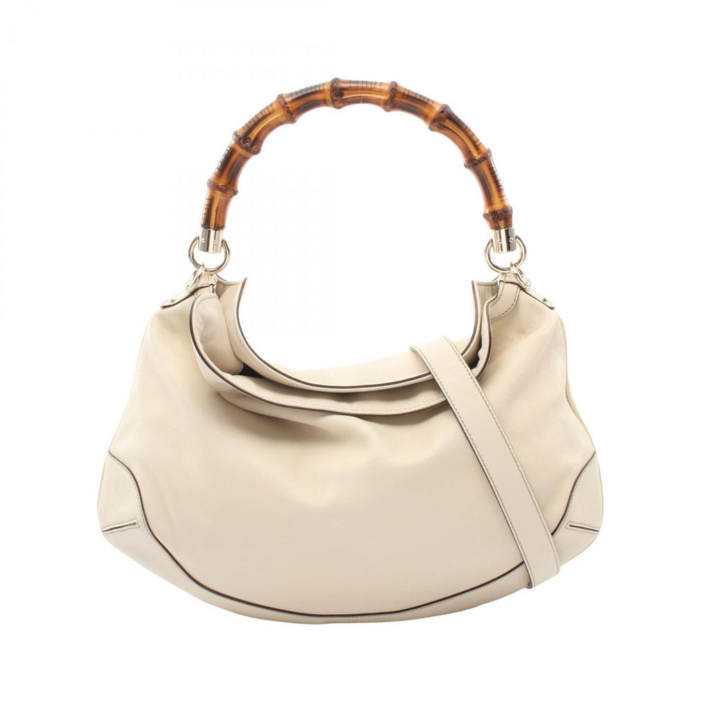 Gucci Bamboo Ivory Leather Handbag (Pre-Owned)