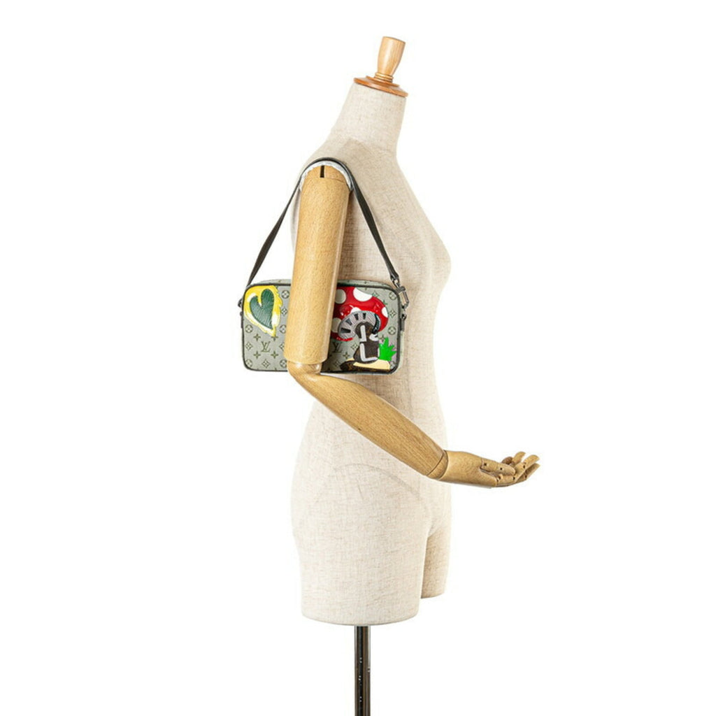 Louis Vuitton Green Khaki Canvas Leather Shoulder Bag