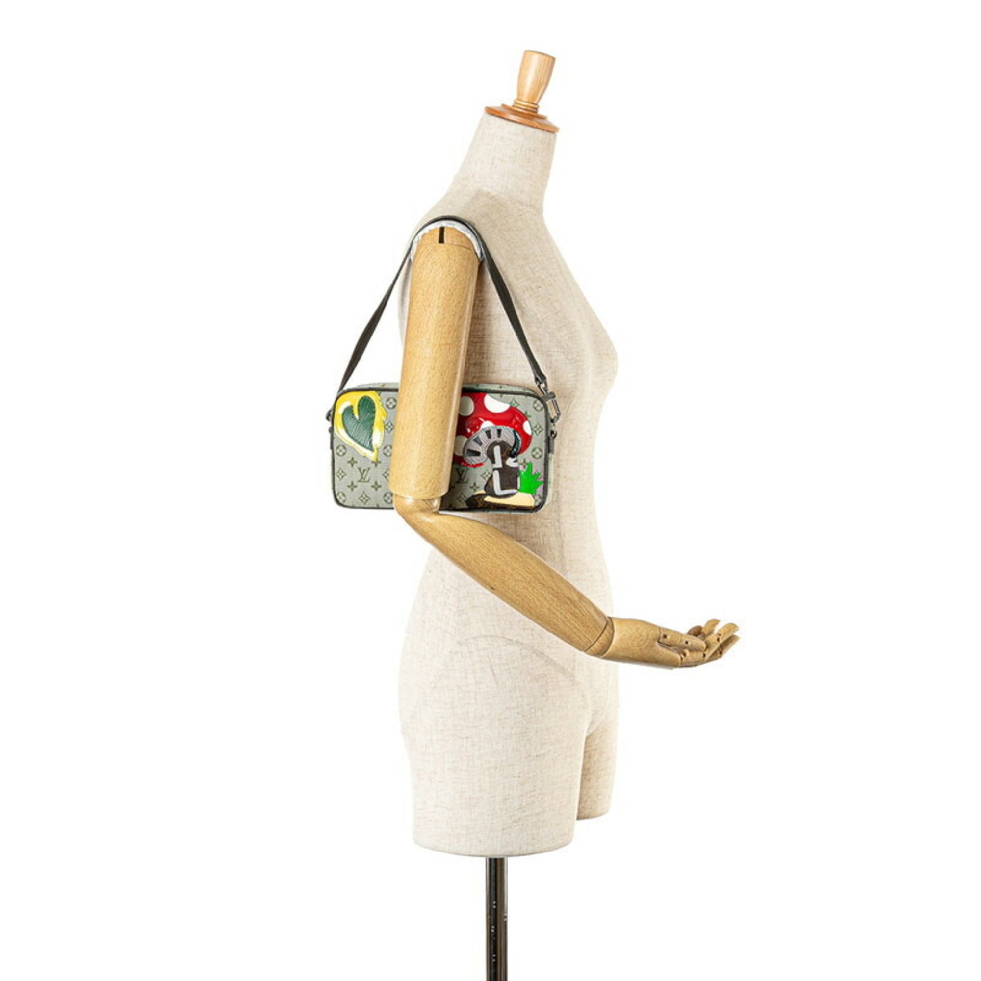 Louis Vuitton Green Khaki Canvas Leather Shoulder Bag