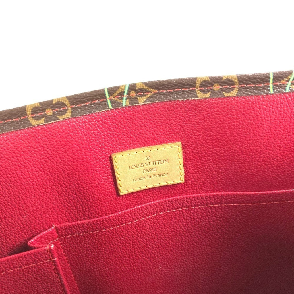 Louis Vuitton Brown Monogram Cherry Red Color Monogram Leather Shoulder Bag Tote Bag