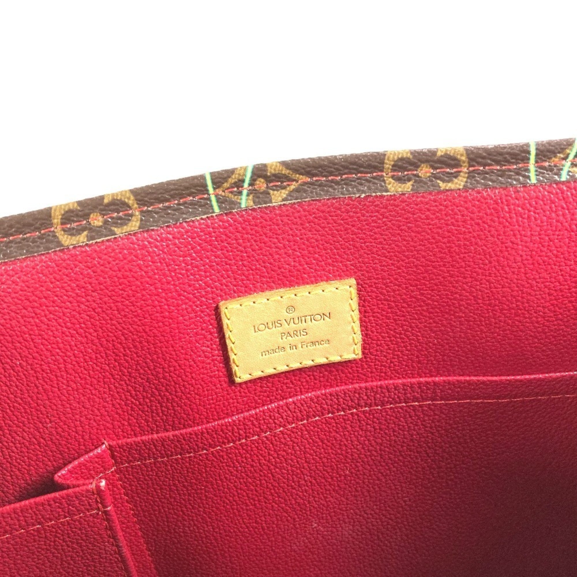 Louis Vuitton Brown Monogram Cherry Red Color Monogram Leather Shoulder Bag Tote Bag