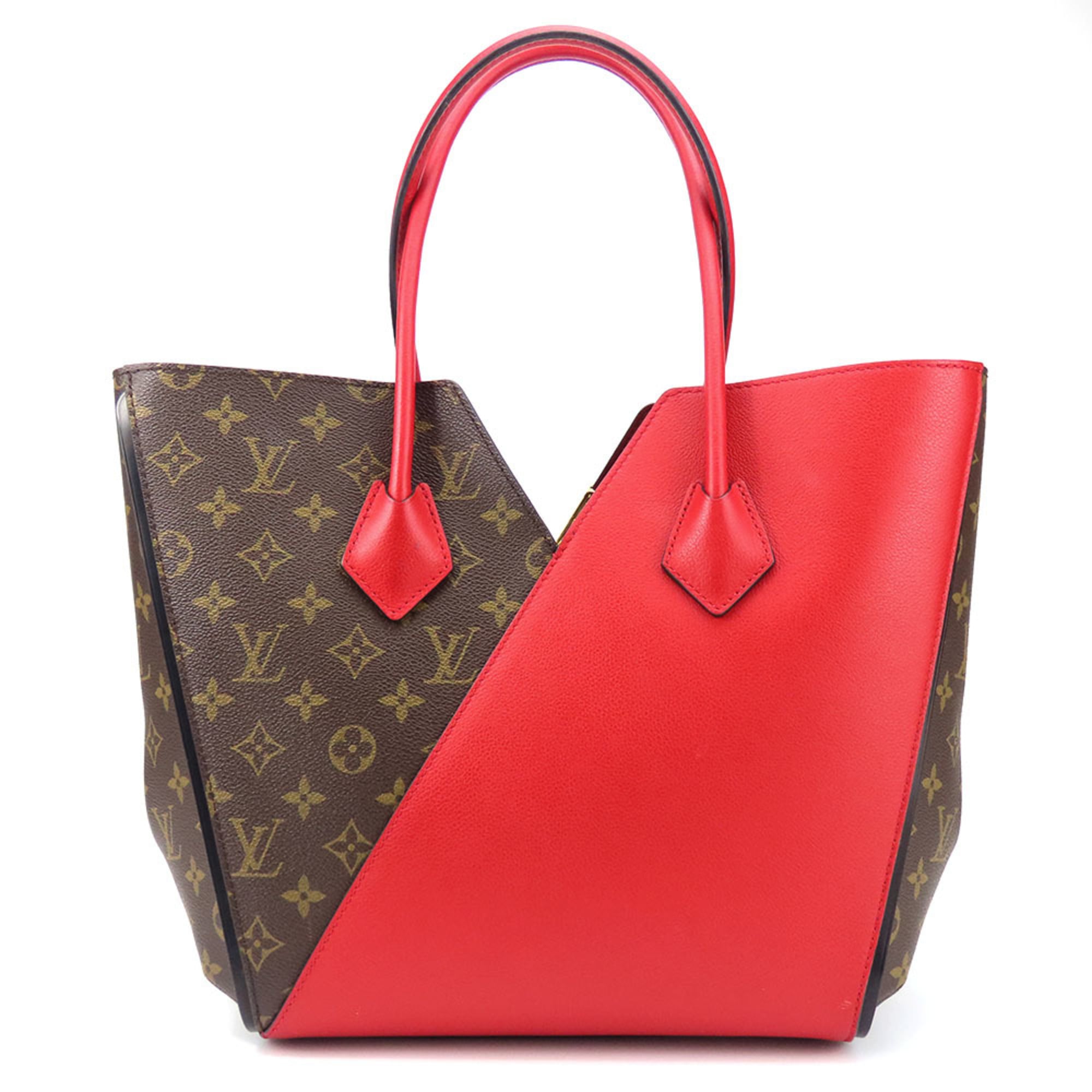 Louis Vuitton Monogram Cerise Red Brown Monogram Leather Tote Bag