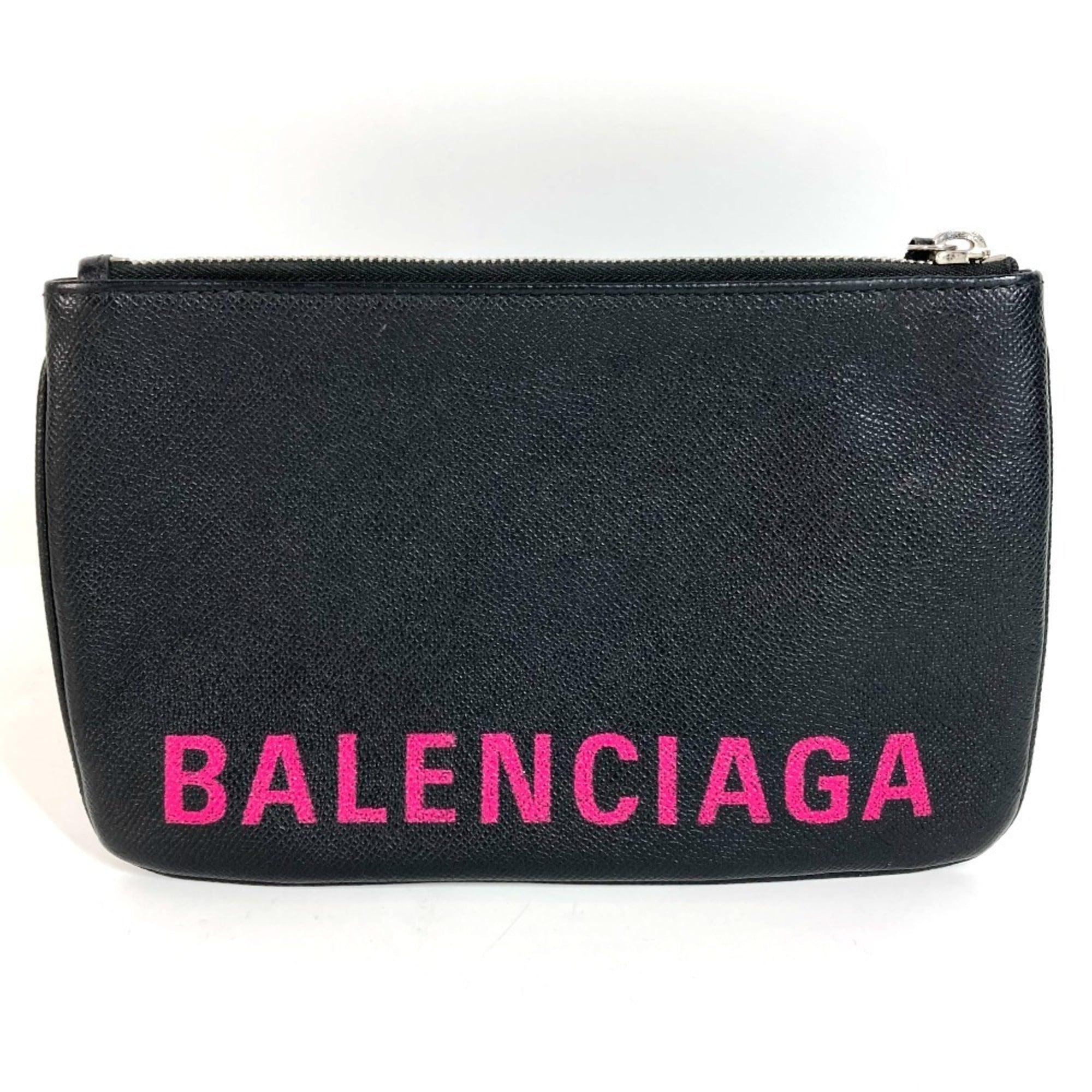 Balenciaga Black Pink Leather Clutch Bag Hand
