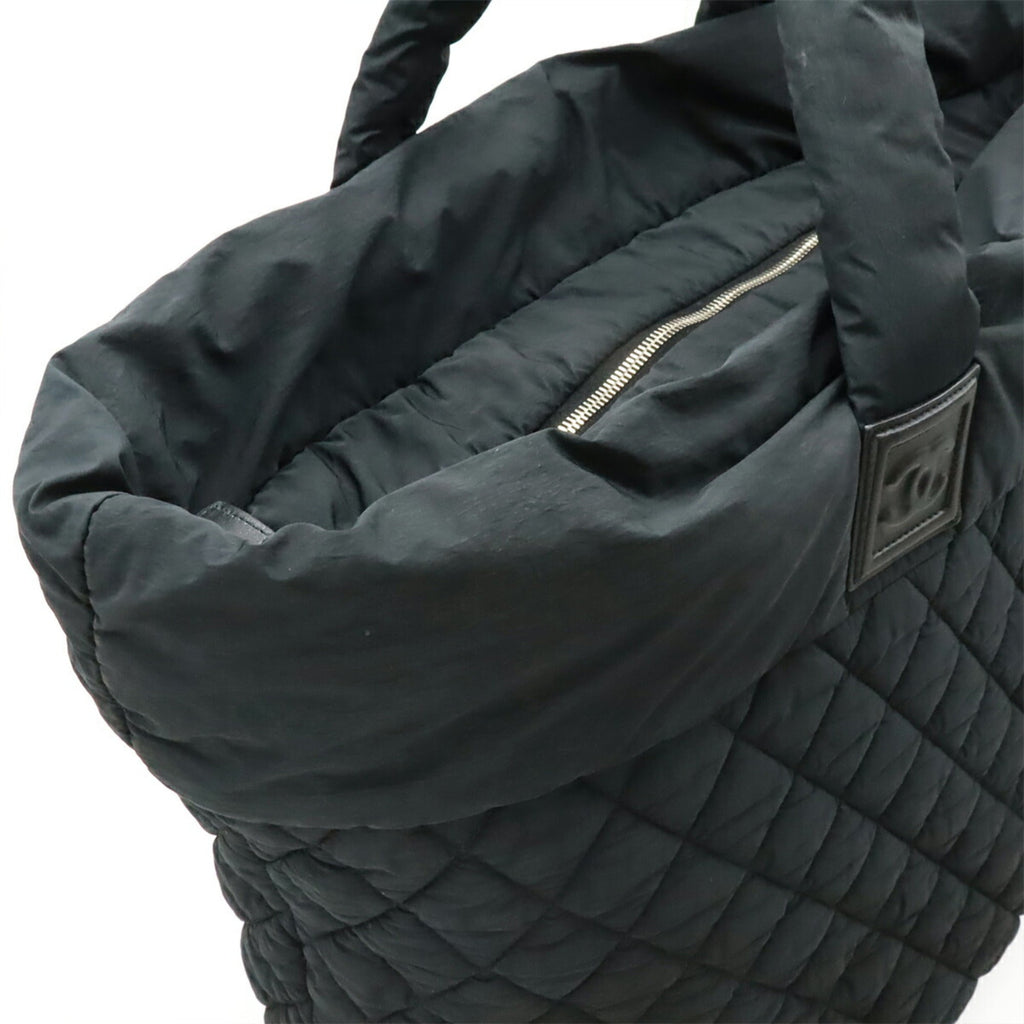 Chanel Black Nylon Leather Shoulder Bag Tote Bag