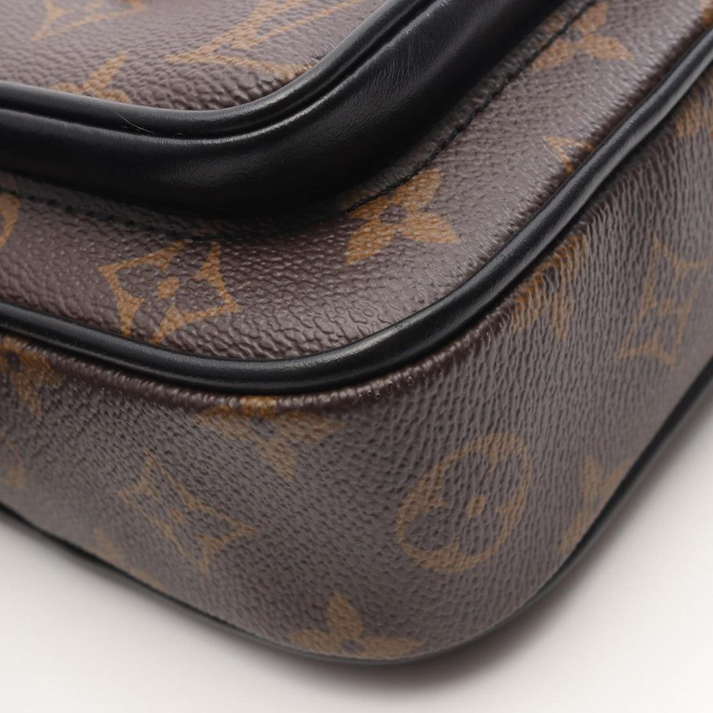 Louis Vuitton Black Brown Coated Canvas Leather Shoulder Bag