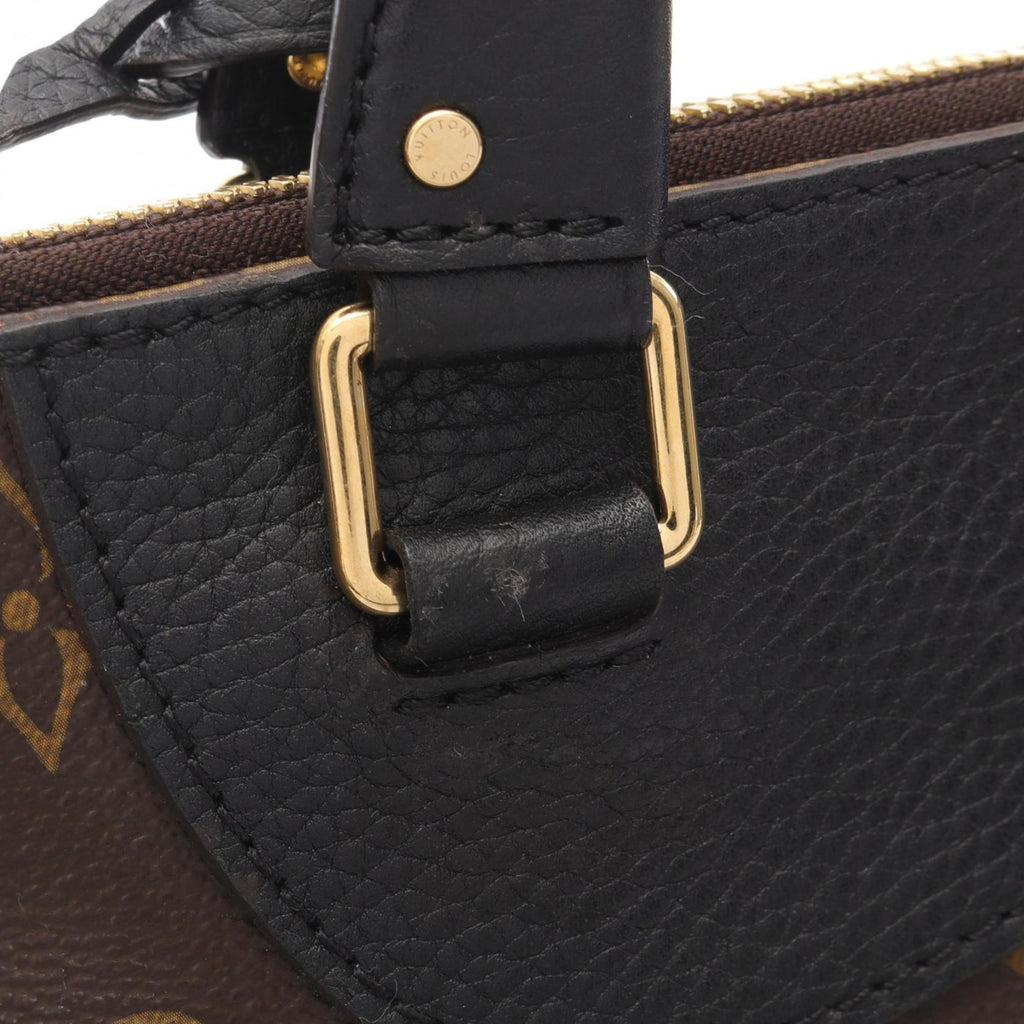 Louis Vuitton Monogram Black Brown Coated Canvas Leather Tote Bag