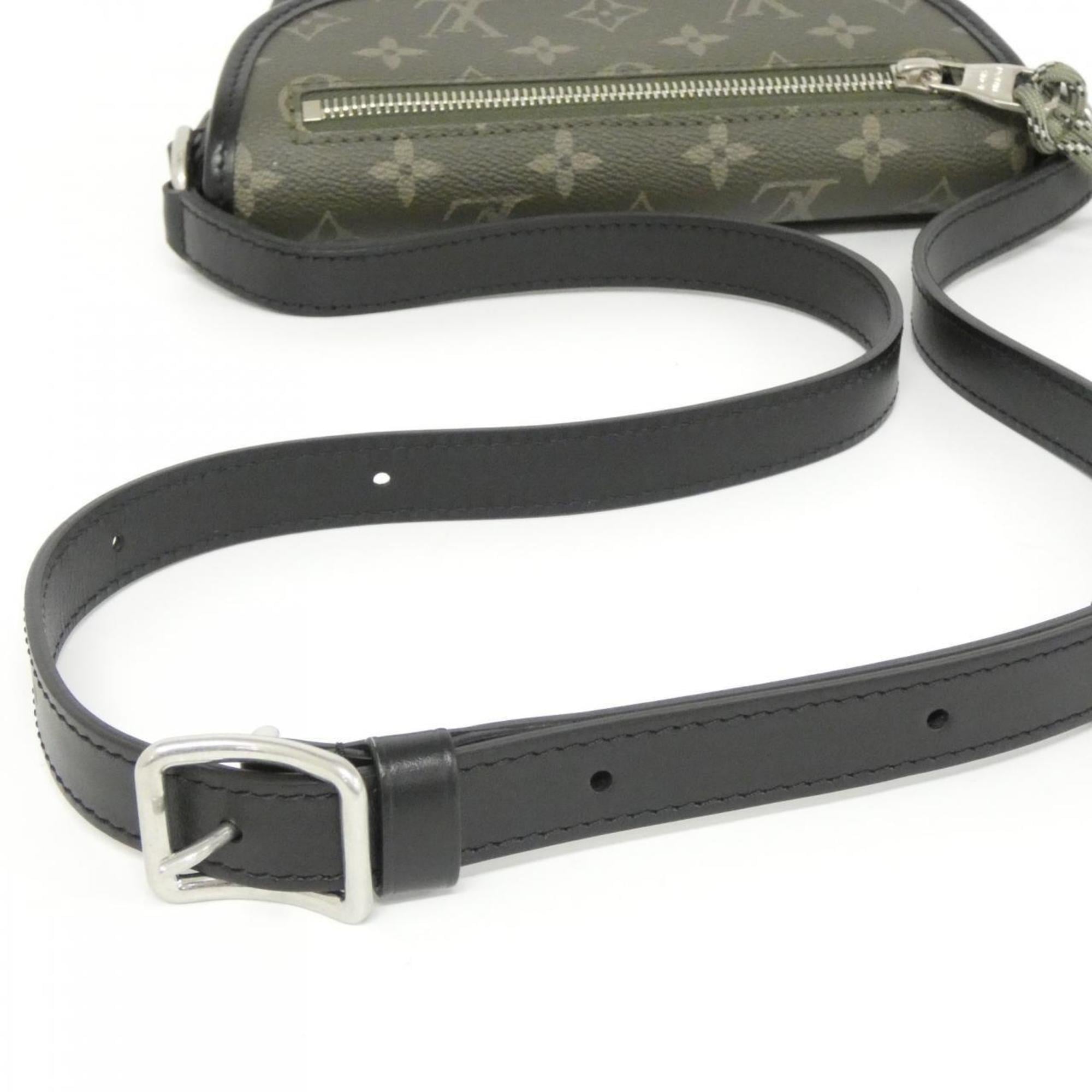 Louis Vuitton Black Khaki Coated Canvas Shoulder Bag