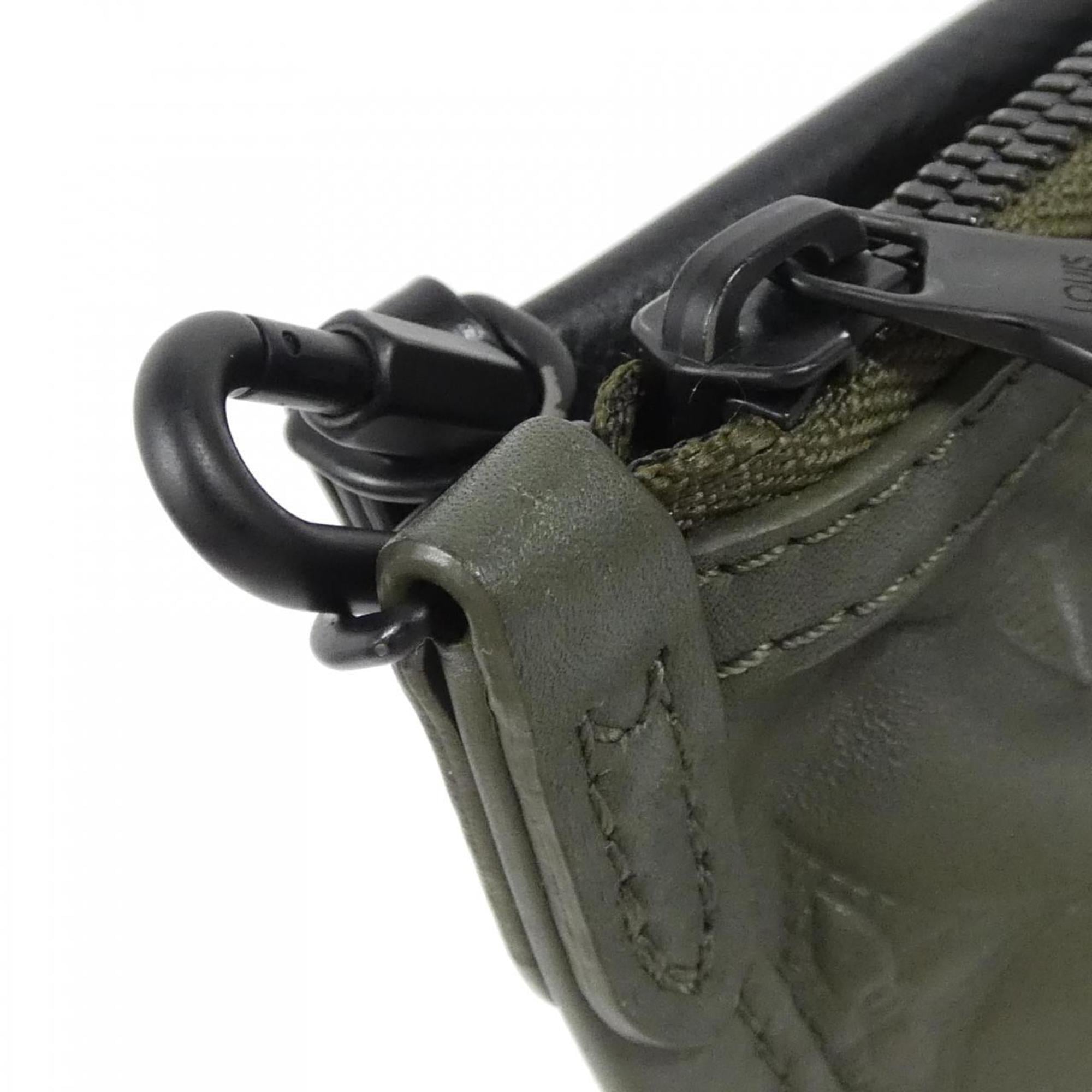 Louis Vuitton Black Khaki Leather Shoulder Bag