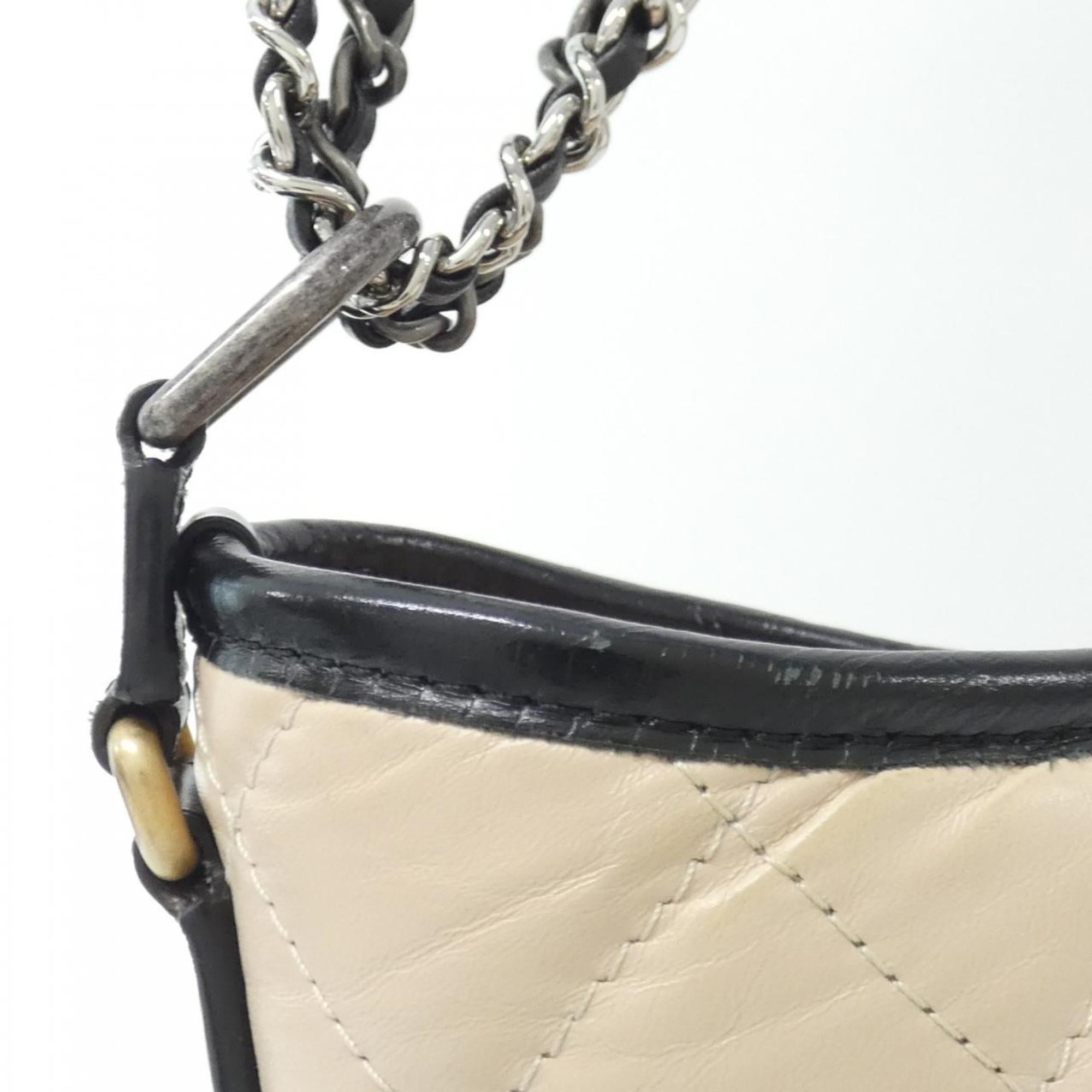Chanel Gabriel Beige Black Leather Shoulder Bag
