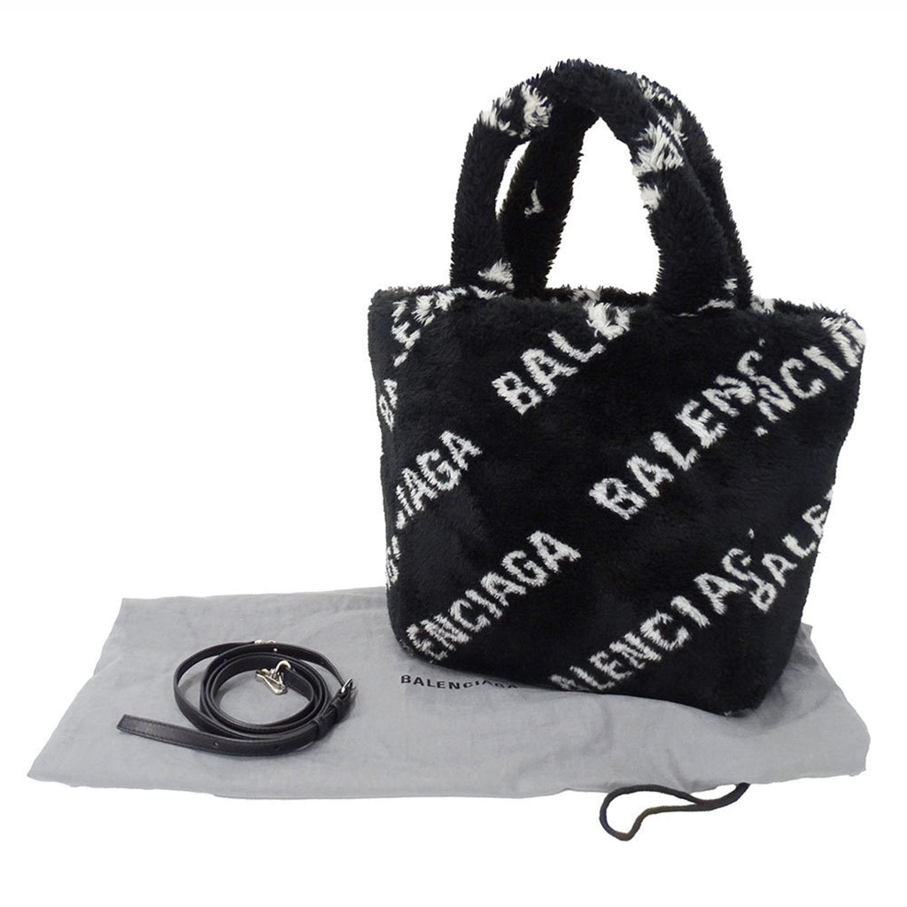 Balenciaga Black Faux Fur Handbag Shoulder