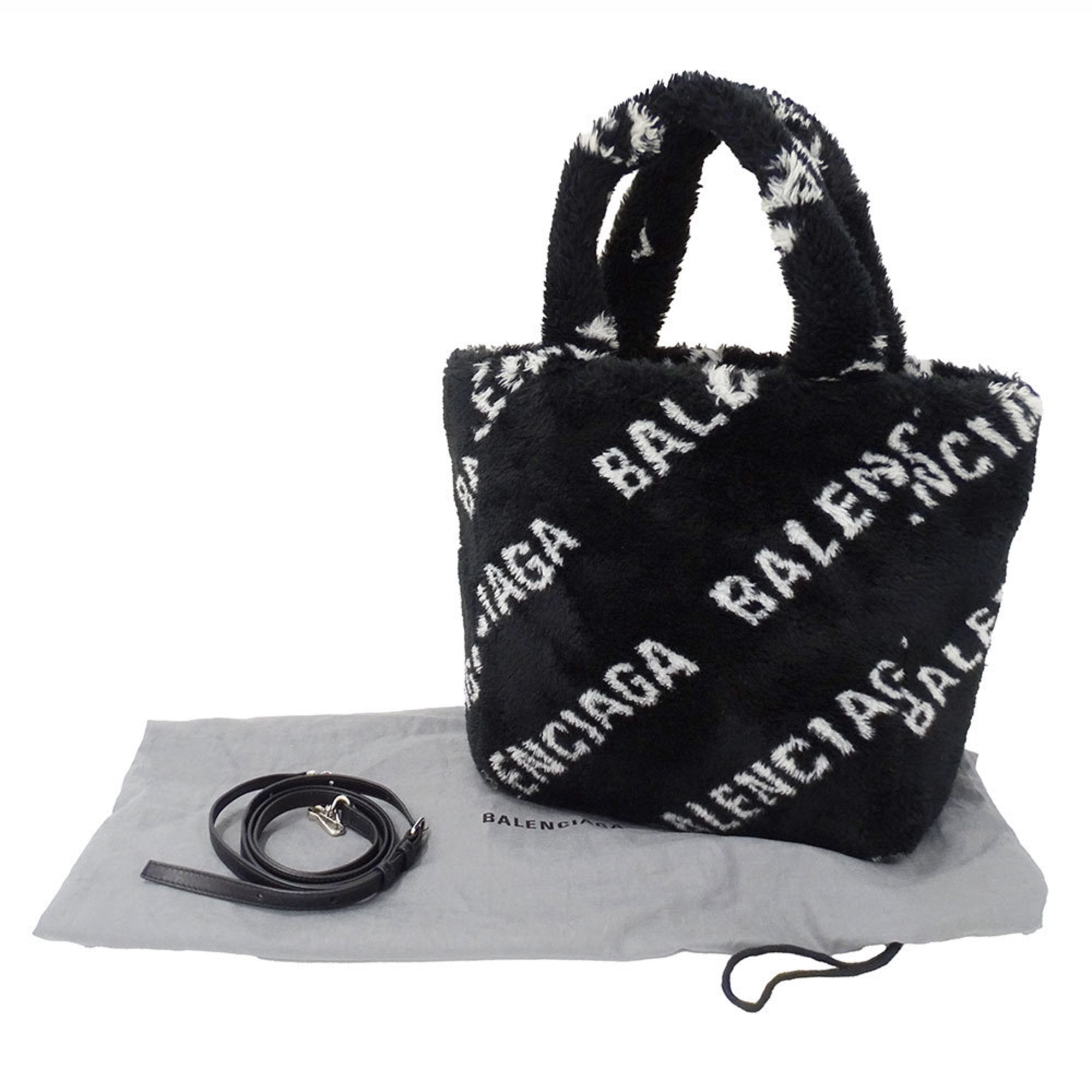 Balenciaga Black Faux Fur Handbag Shoulder