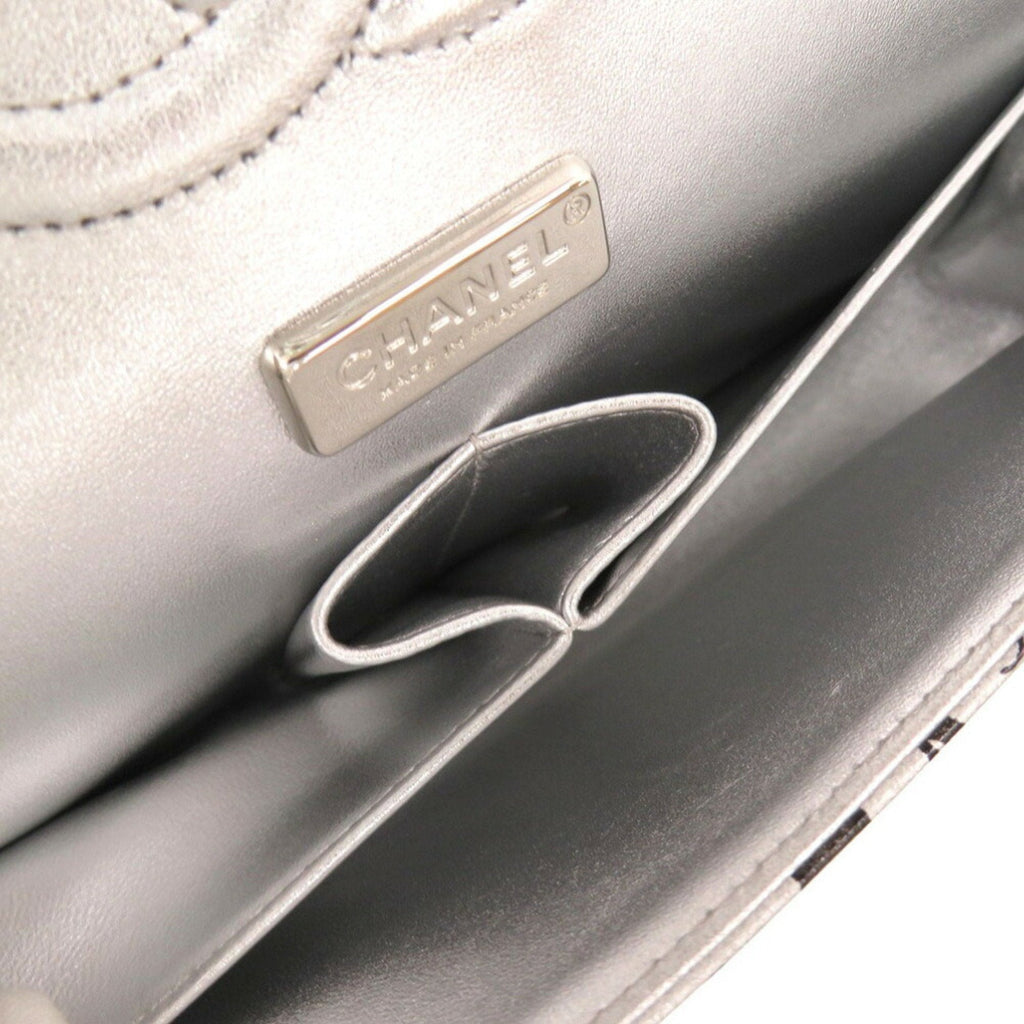 Chanel Black Silver Leather Shoulder Bag