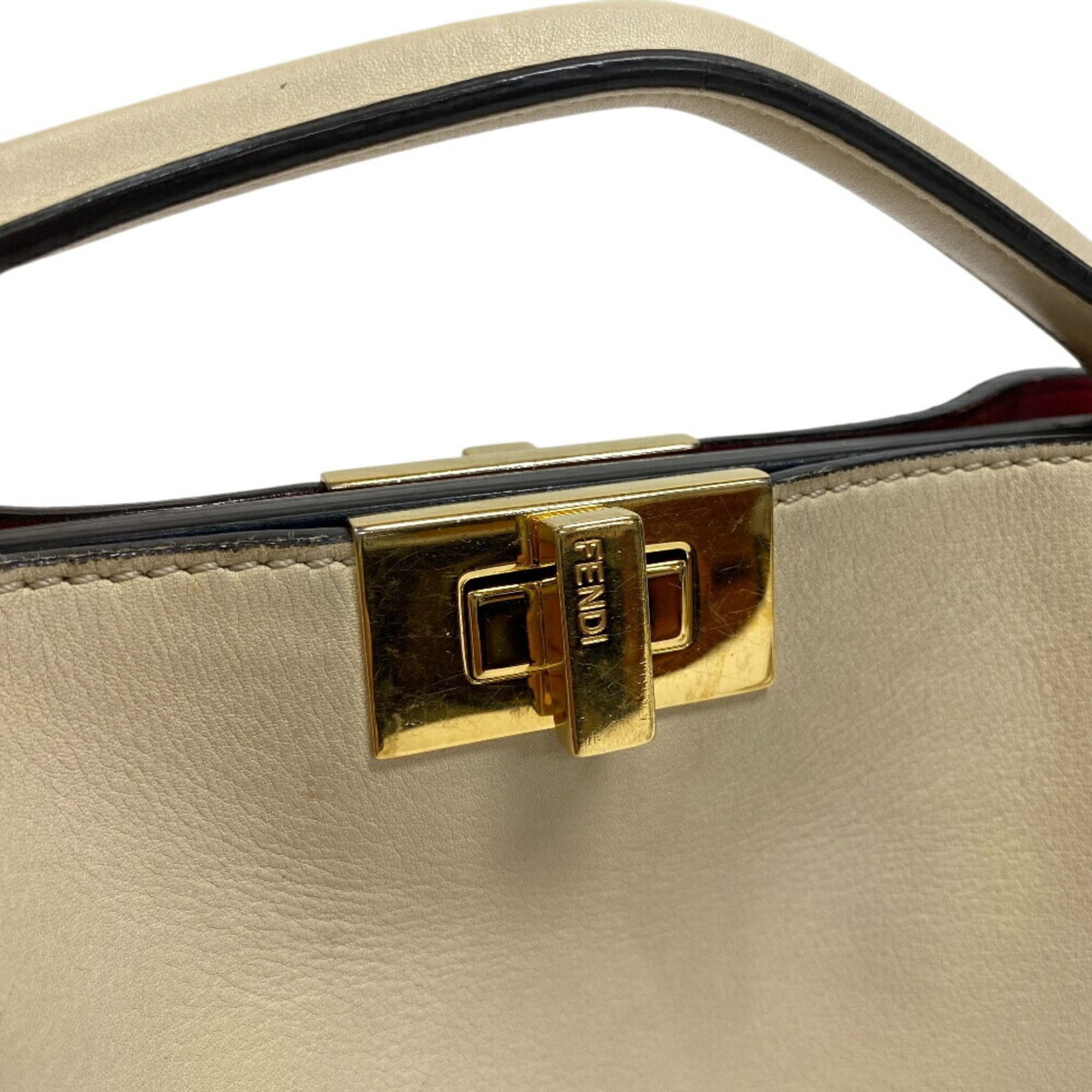 Fendi Beige Leather Handbag Shoulder Bag