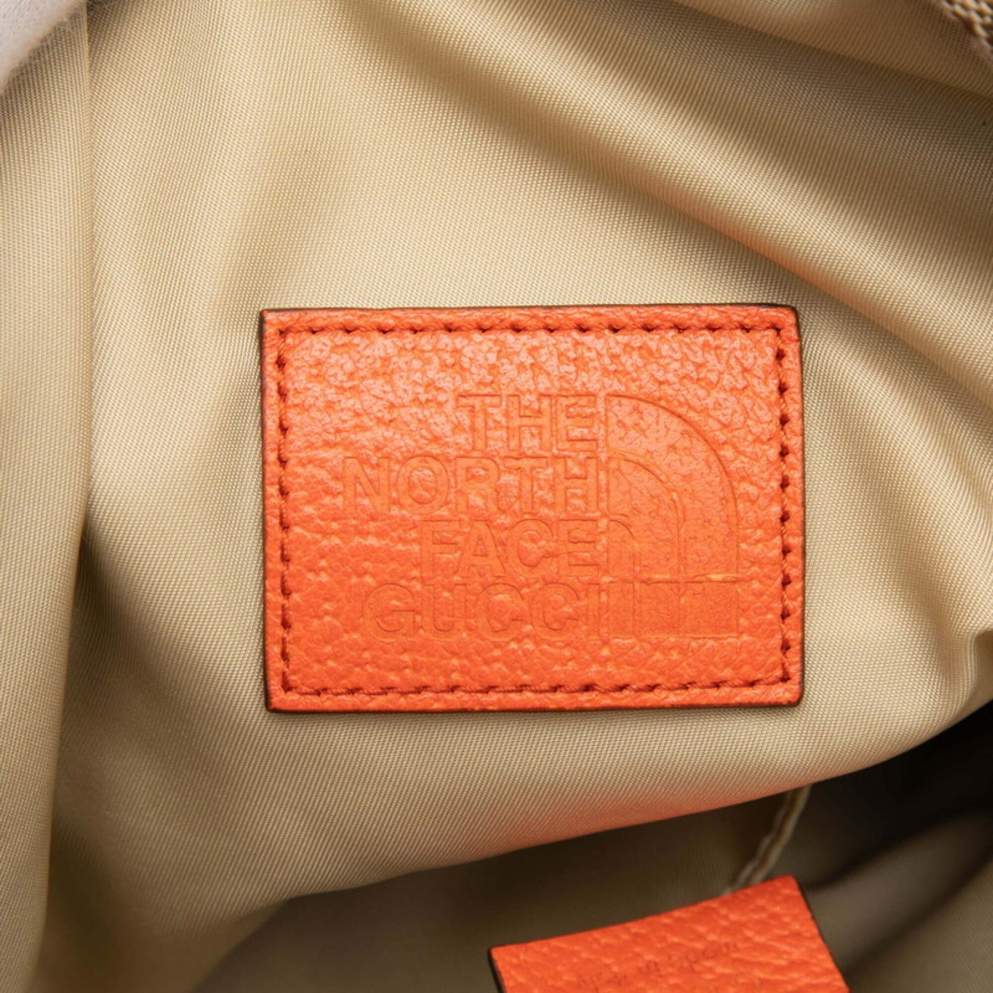 Gucci Beige Orange Canvas Leather Backpack (Pre-Owned)