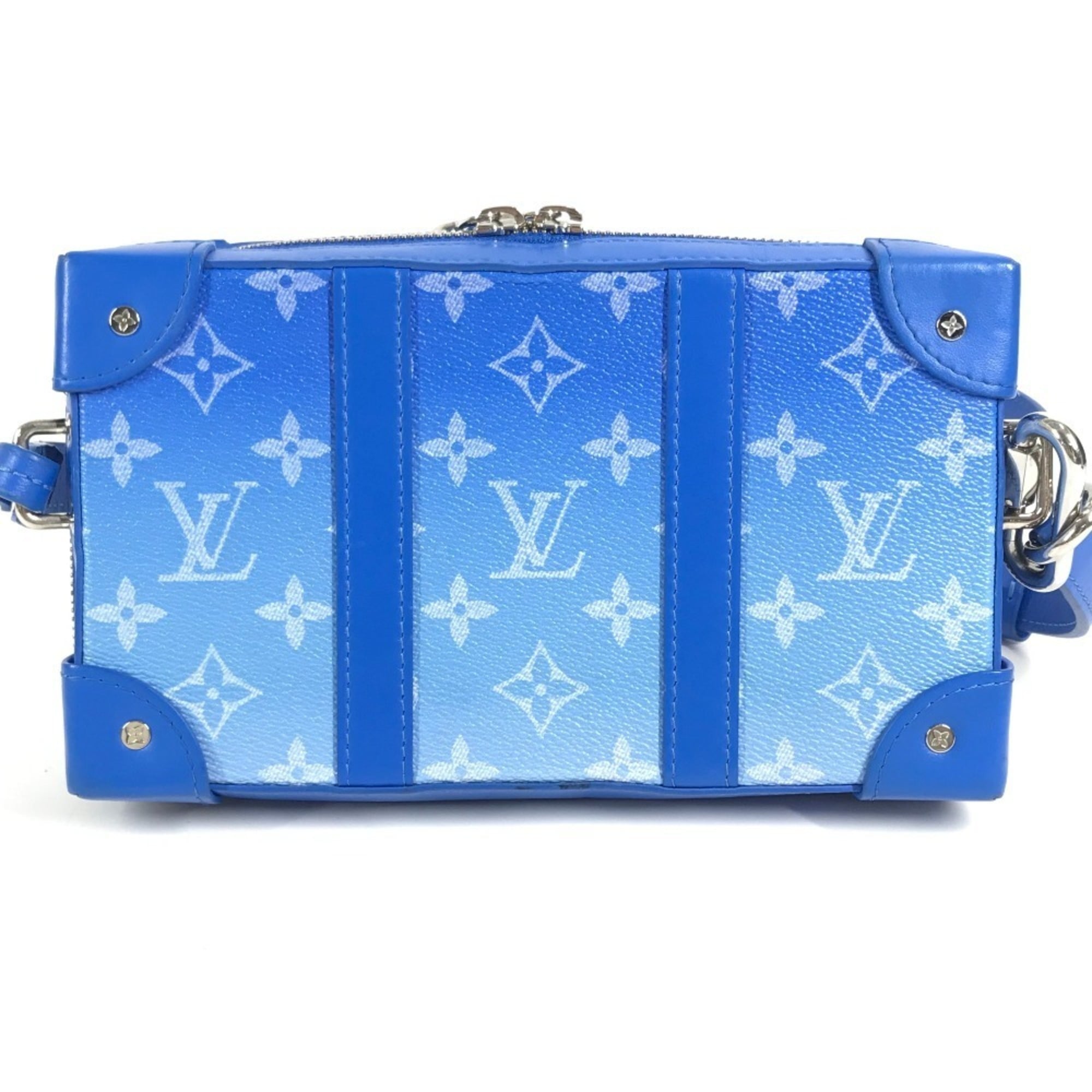 Louis Vuitton Blue White Leather Clutch Bag Pochette Shoulder Bag