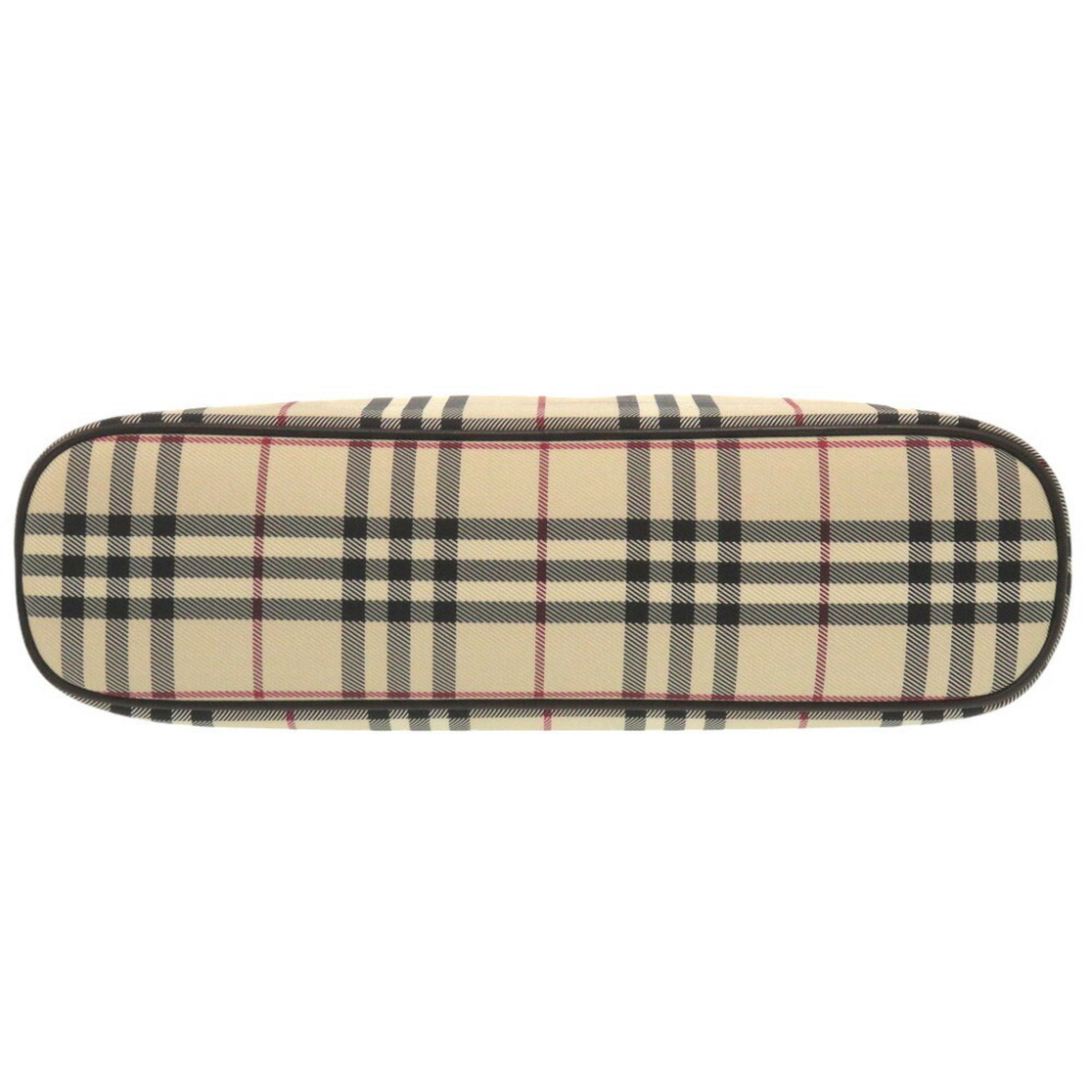 Burberry Beige Dark Brown Canvas Handbag