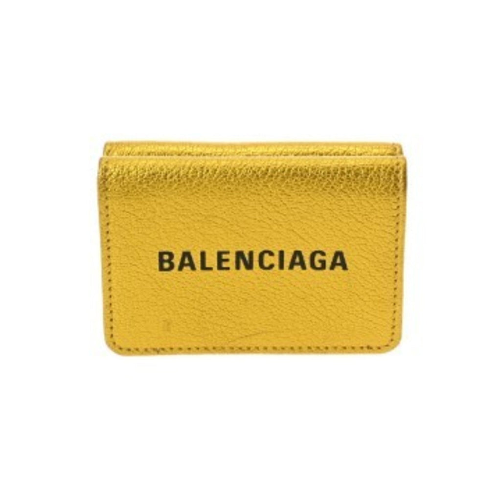 Balenciaga Metallic Gold Leather Wallet (Tri-Fold)