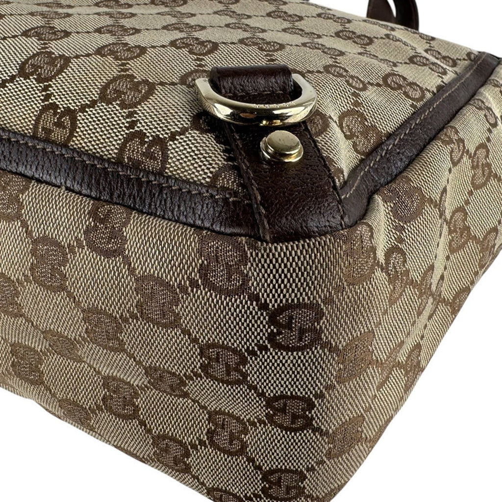 Gucci Brown Brown Gg Gg Canvas Leather Handbag (Pre-Owned)