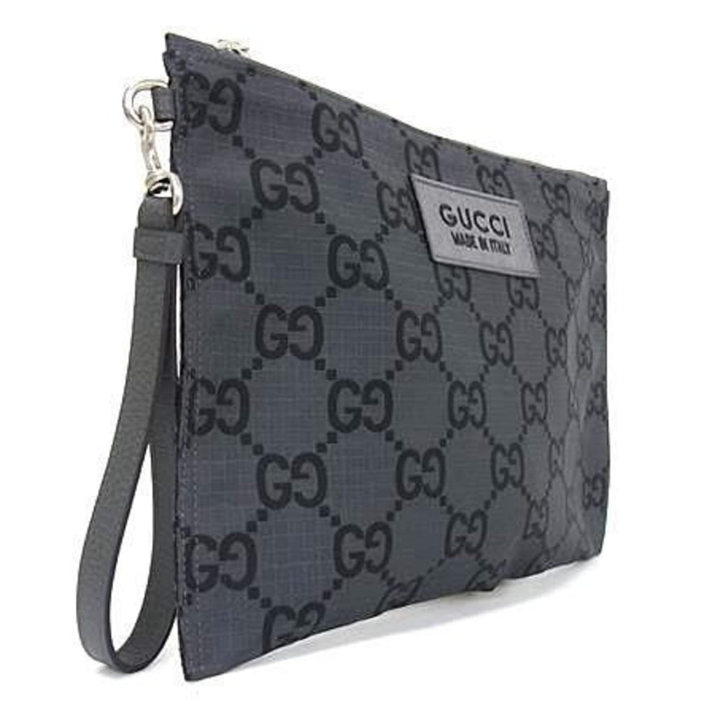 Gucci Gg Canvas Black Gray Gg Canvas Clutch Bag (Pre-Owned)