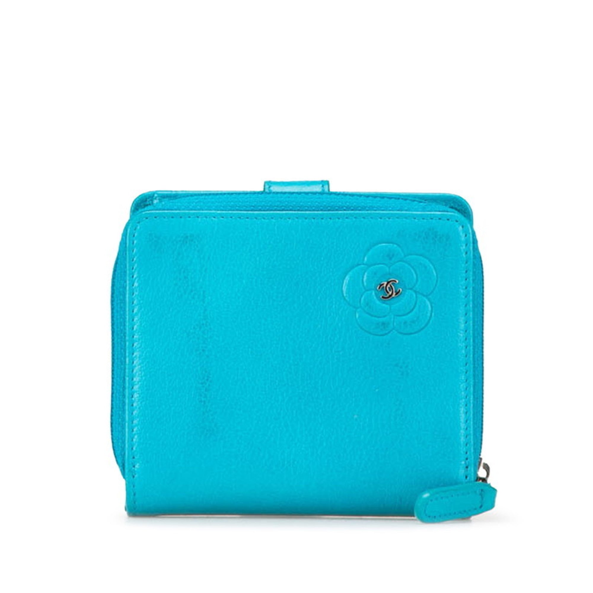 Chanel Light Blue Leather Wallet (Bi-Fold)