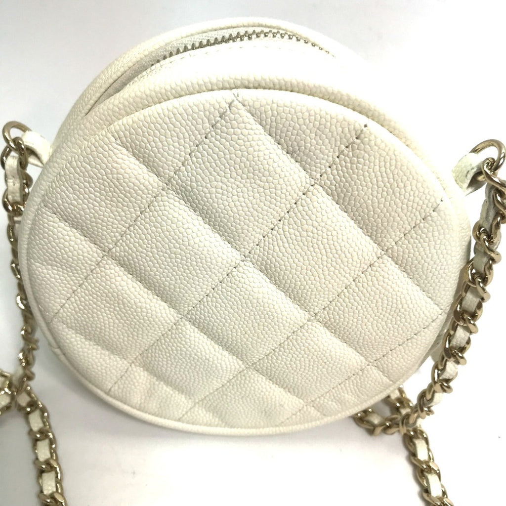 Chanel White Leather Shoulder Bag