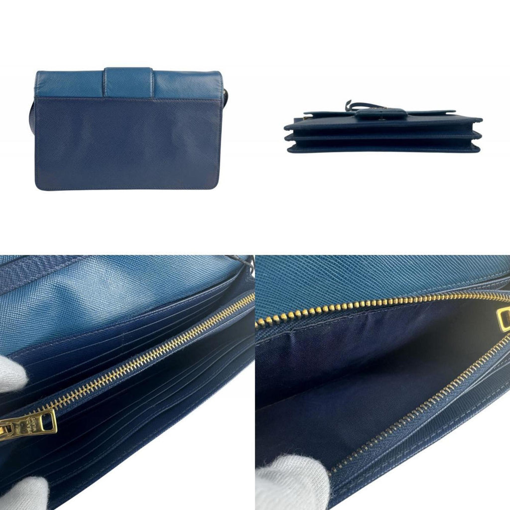 Prada Blue Navy Leather Shoulder Bag