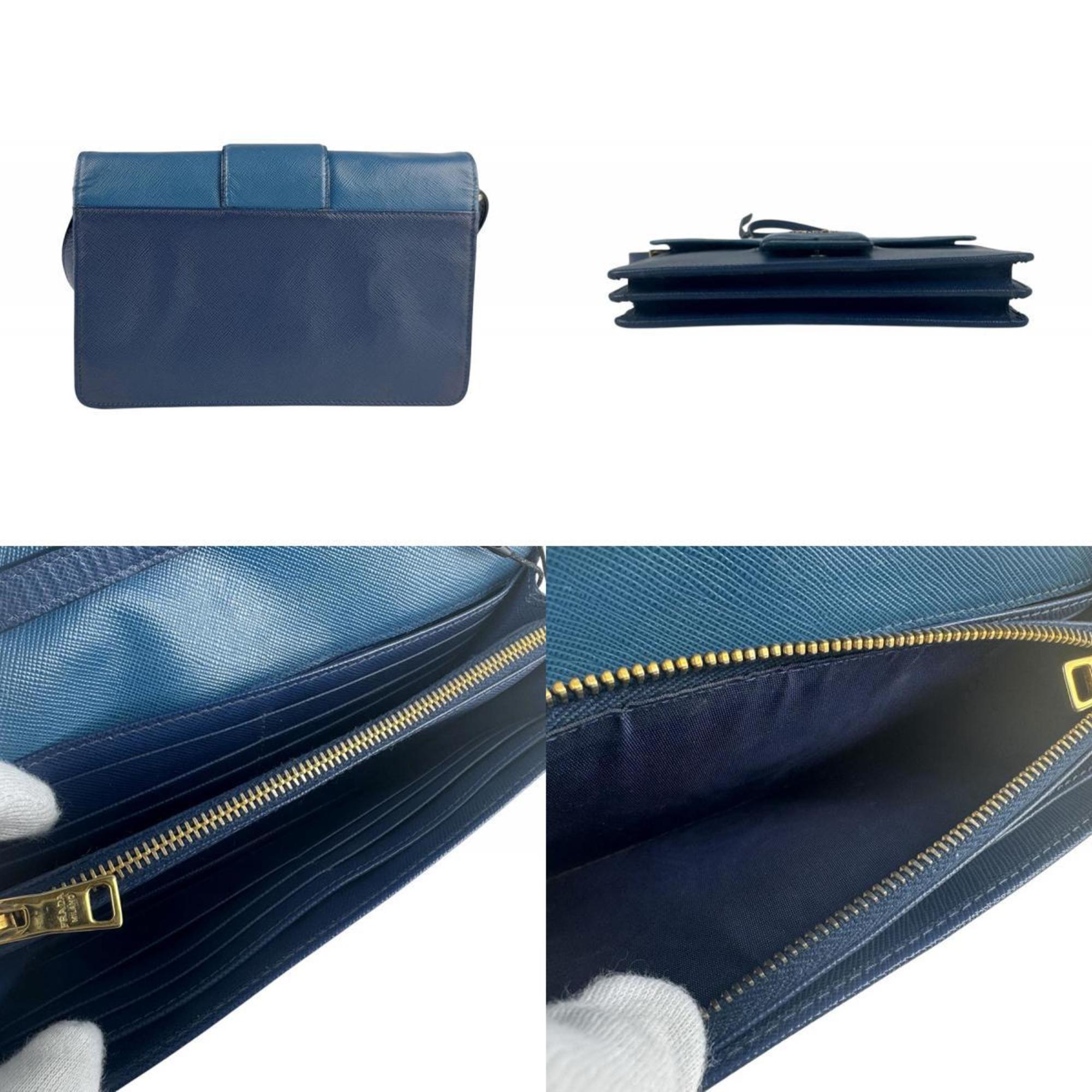 Prada Blue Navy Leather Shoulder Bag